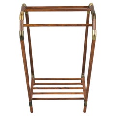 Vintage Wood Brass Towel Holder Rack