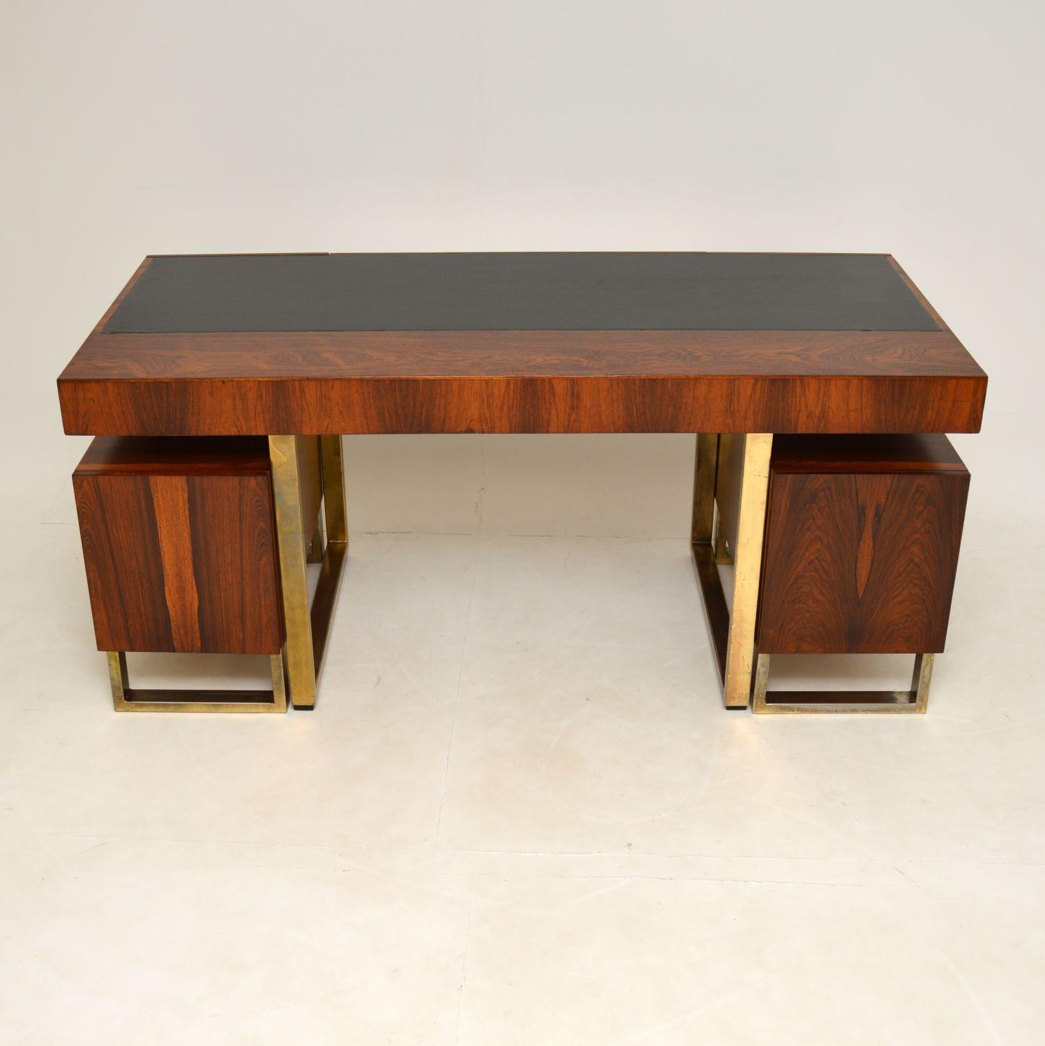 English Wood & Brass Vintage Partners Desk