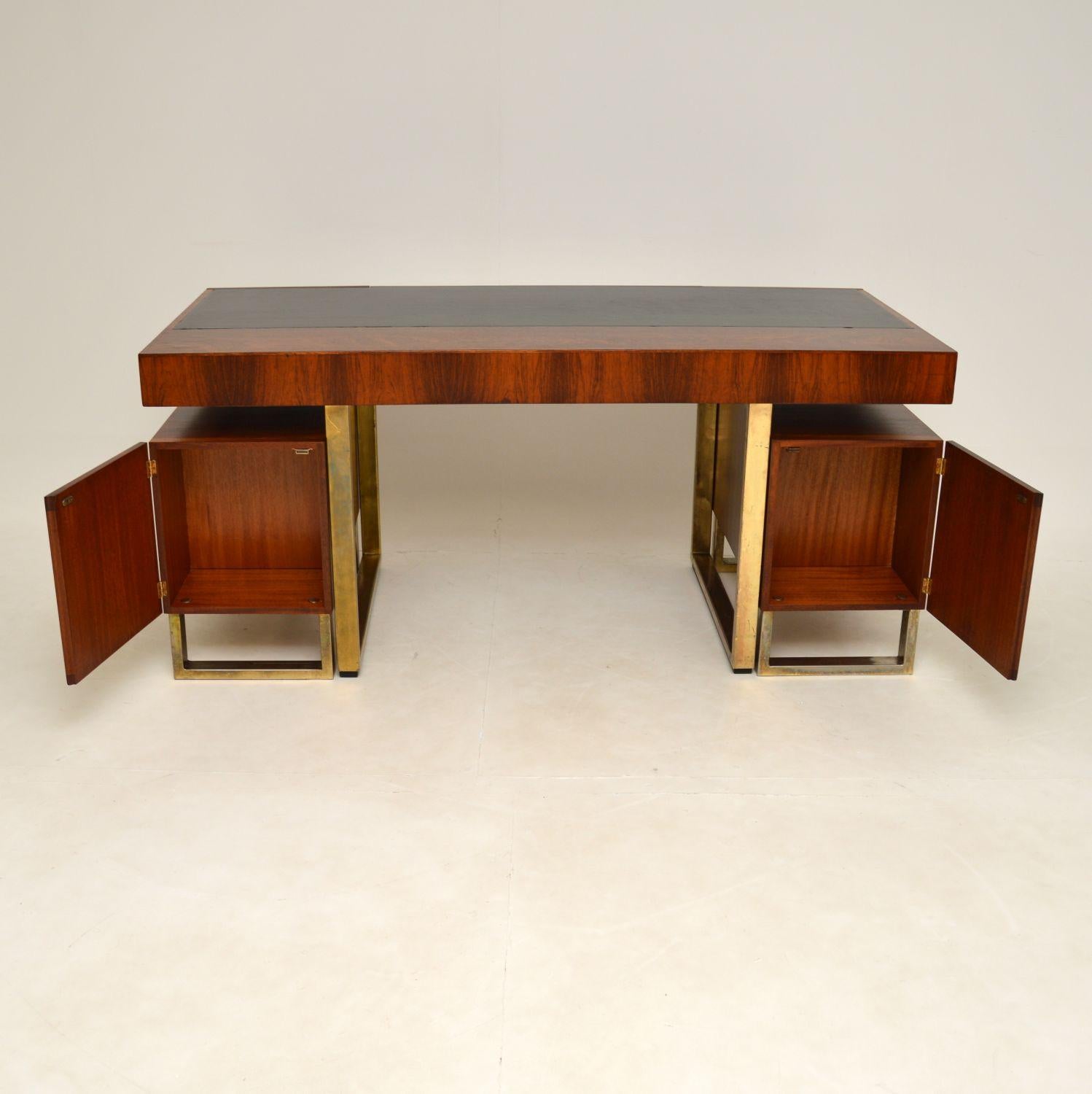 20th Century Wood & Brass Vintage Partners Desk
