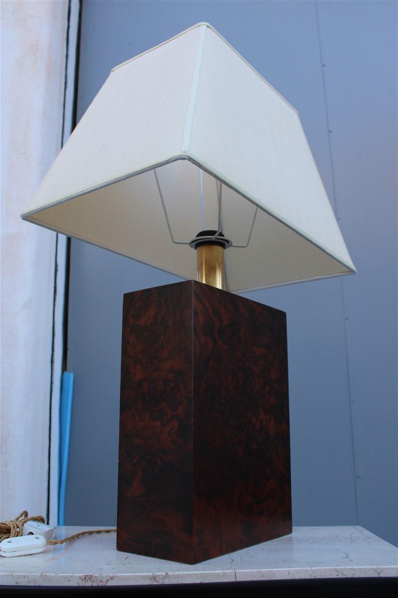 Briar-Tischlampe aus Holz, Messing und Gold, italienisches Design, 1970er Jahre (Moderne der Mitte des Jahrhunderts) im Angebot