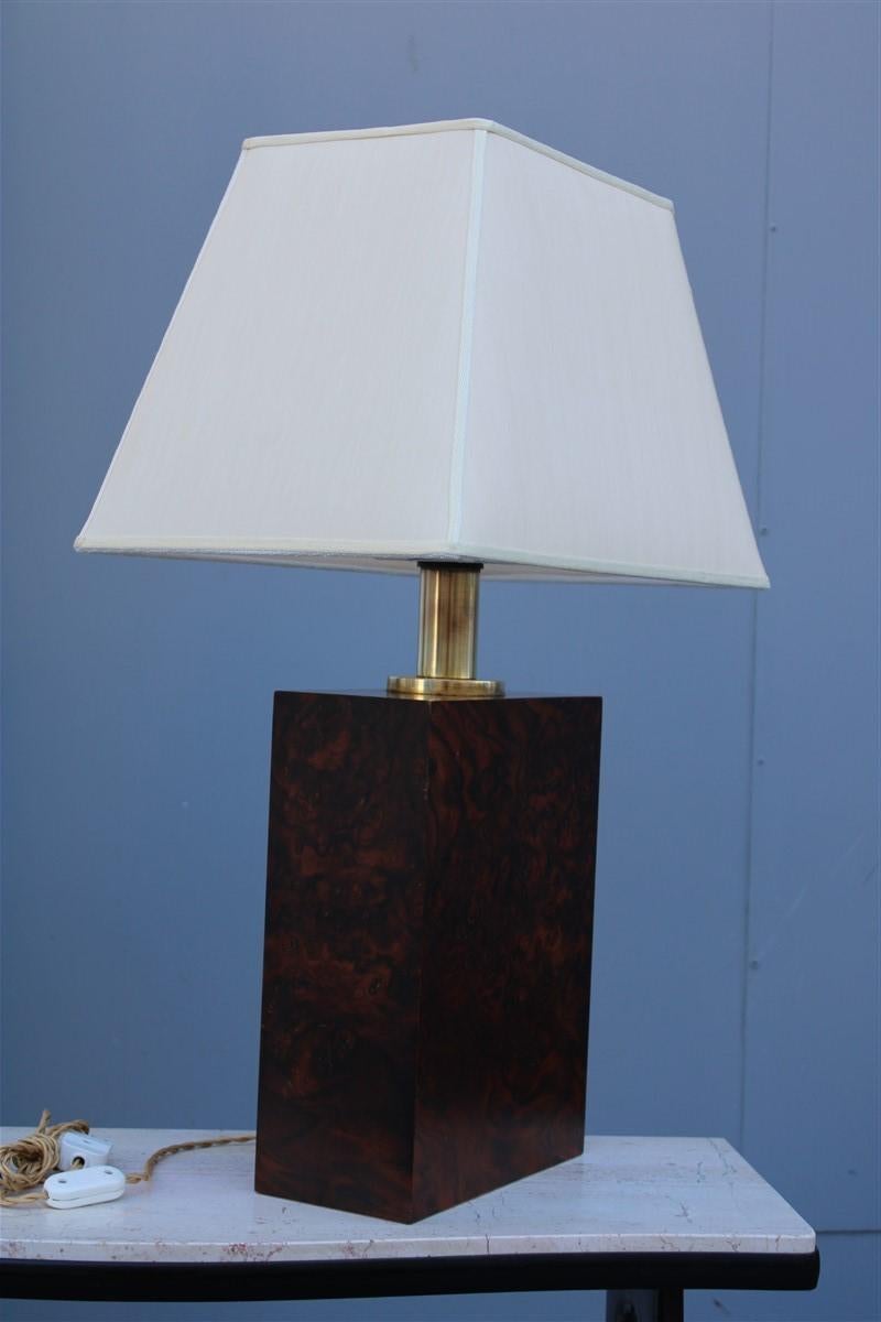 Briar-Tischlampe aus Holz, Messing und Gold, italienisches Design, 1970er Jahre (Italienisch) im Angebot