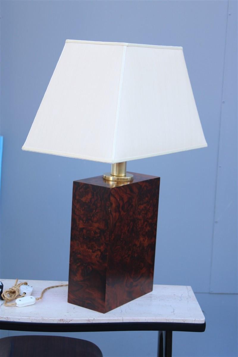 Briar-Tischlampe aus Holz, Messing und Gold, italienisches Design, 1970er Jahre (Ende des 20. Jahrhunderts) im Angebot