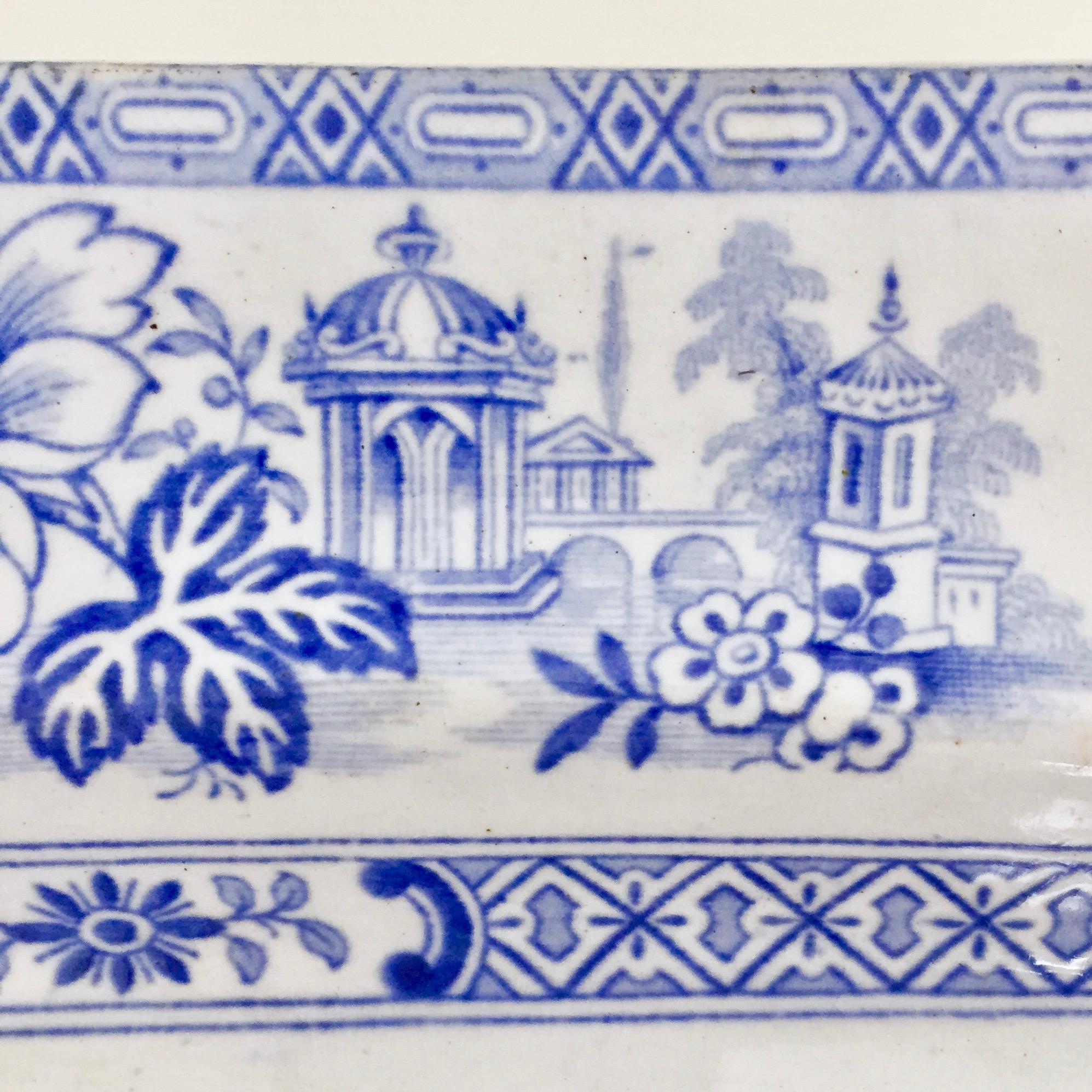 Mid-19th Century Wood & Brownfield Pottery Platter, Blue & White Transfer, Madras, Victorian 1845