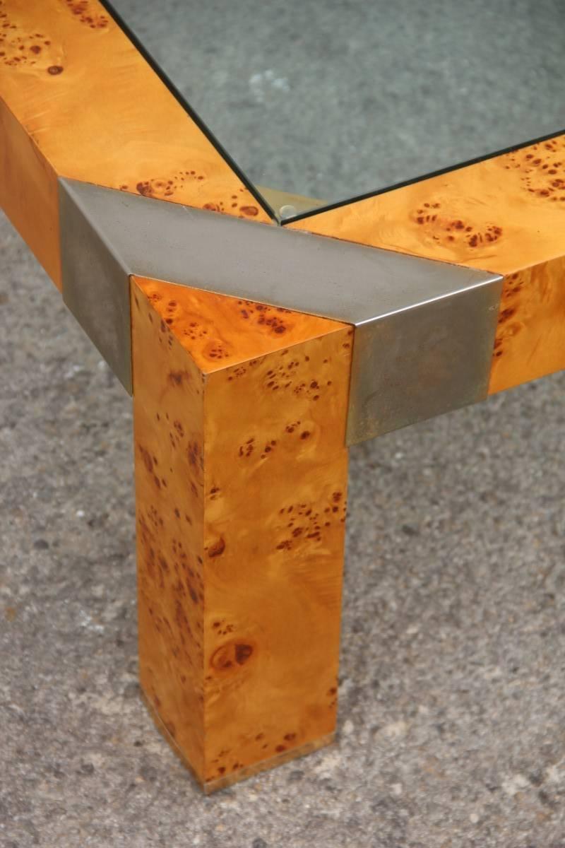 Table en bois de ronce et pièces de design des années 1970 attribuées à Willy Rizzo en vente 1