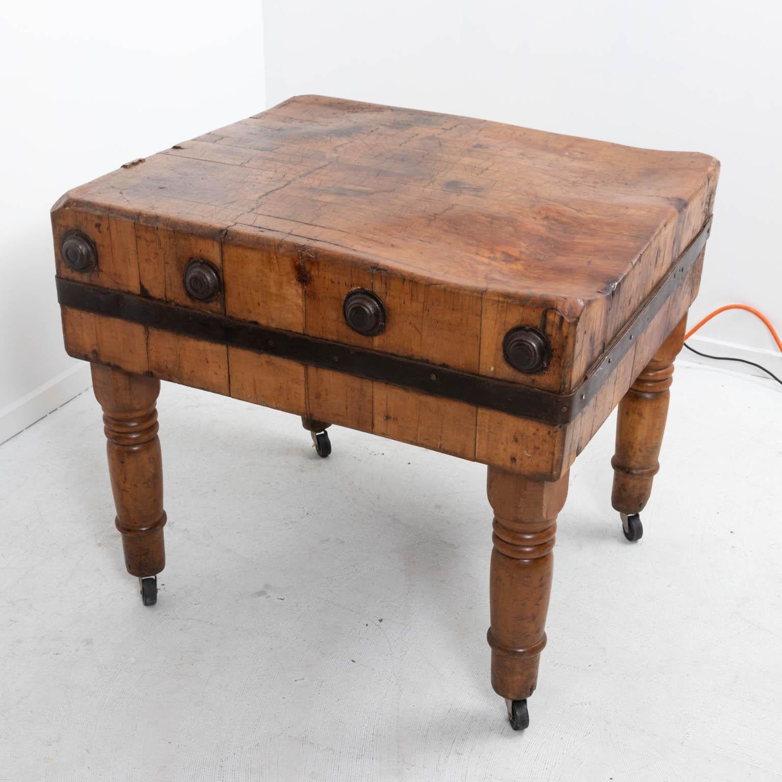 Wood Butcher Block Table by John Boos and Company In Fair Condition In Stamford, CT