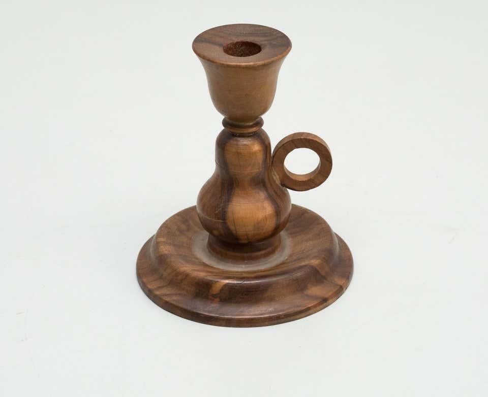 Wood Candle Holder, circa 1960 In Good Condition For Sale In Barcelona, Barcelona