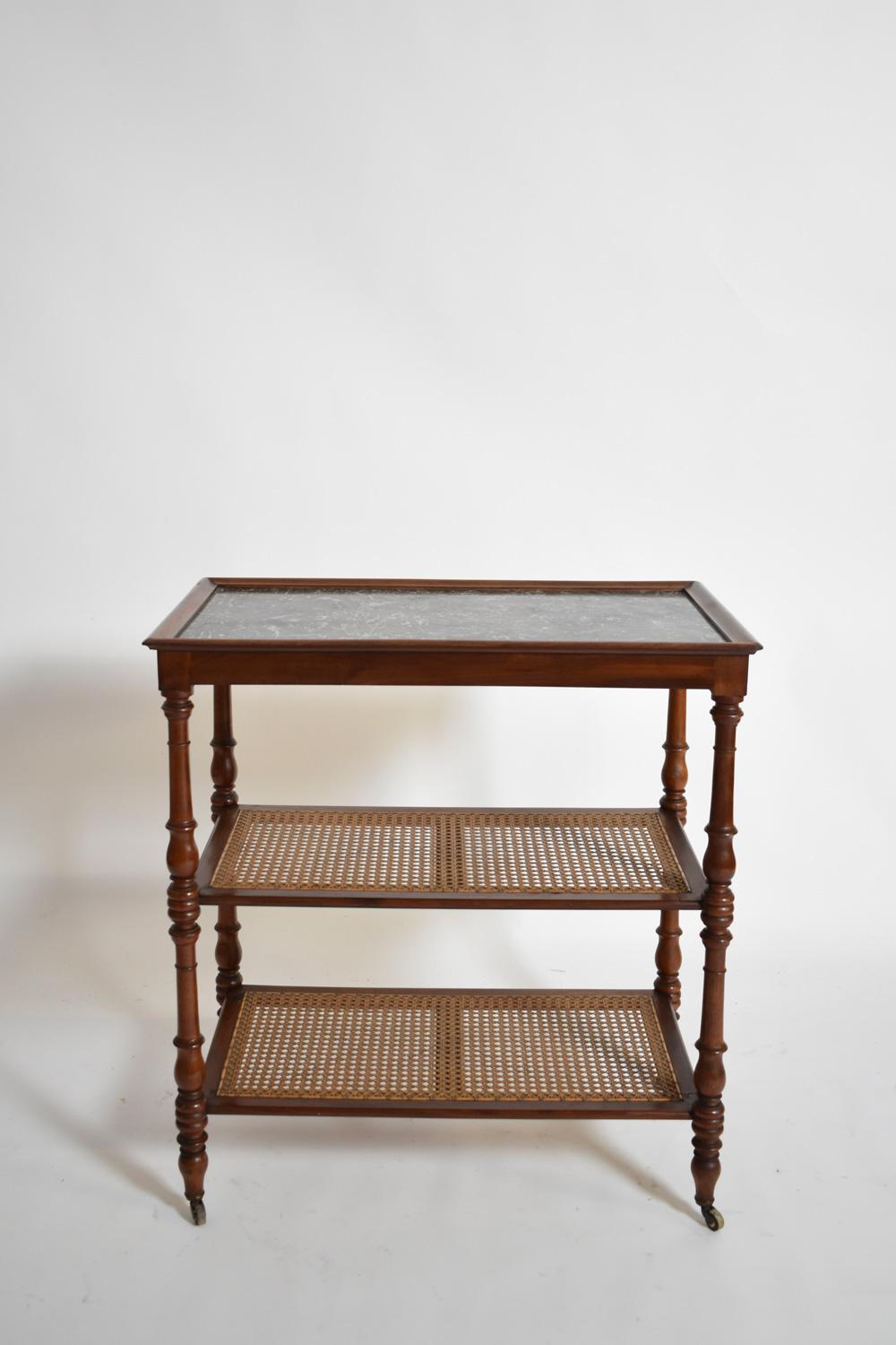 Fin du XIXe siècle Table roulante en Wood Can et marbre, C.I.C. en vente