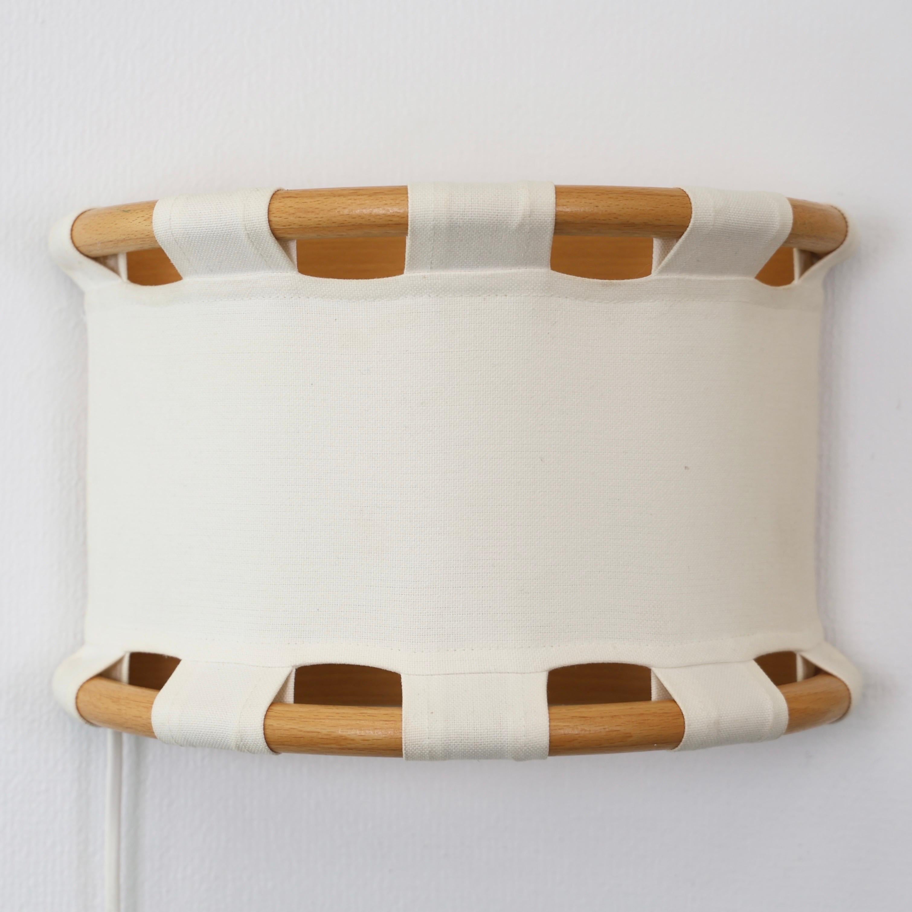Wood & Canvas Sconces by Anna Ehrner for Atelje Lyktan, 1980s, Sweden For Sale 3
