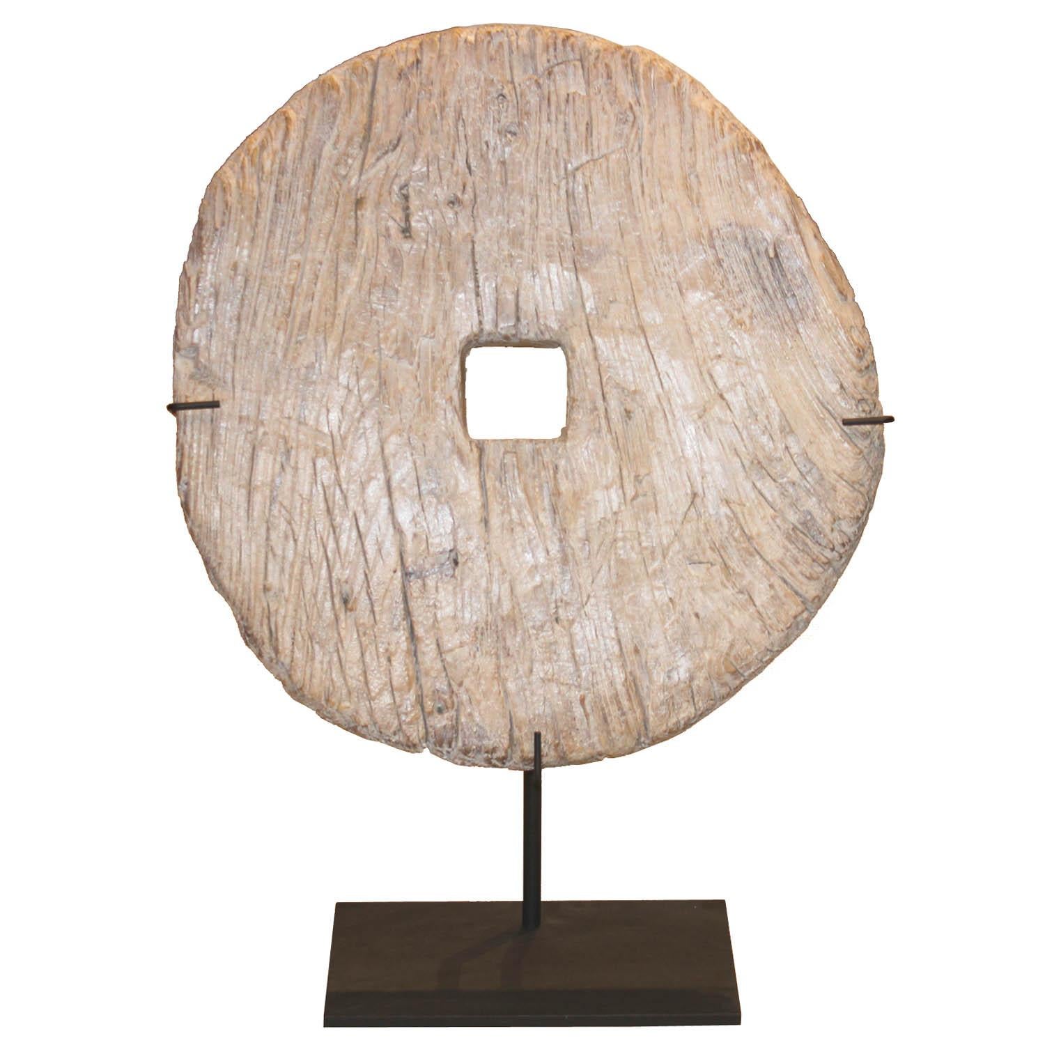 Wood Cart Wheel on Stand at 1stDibs