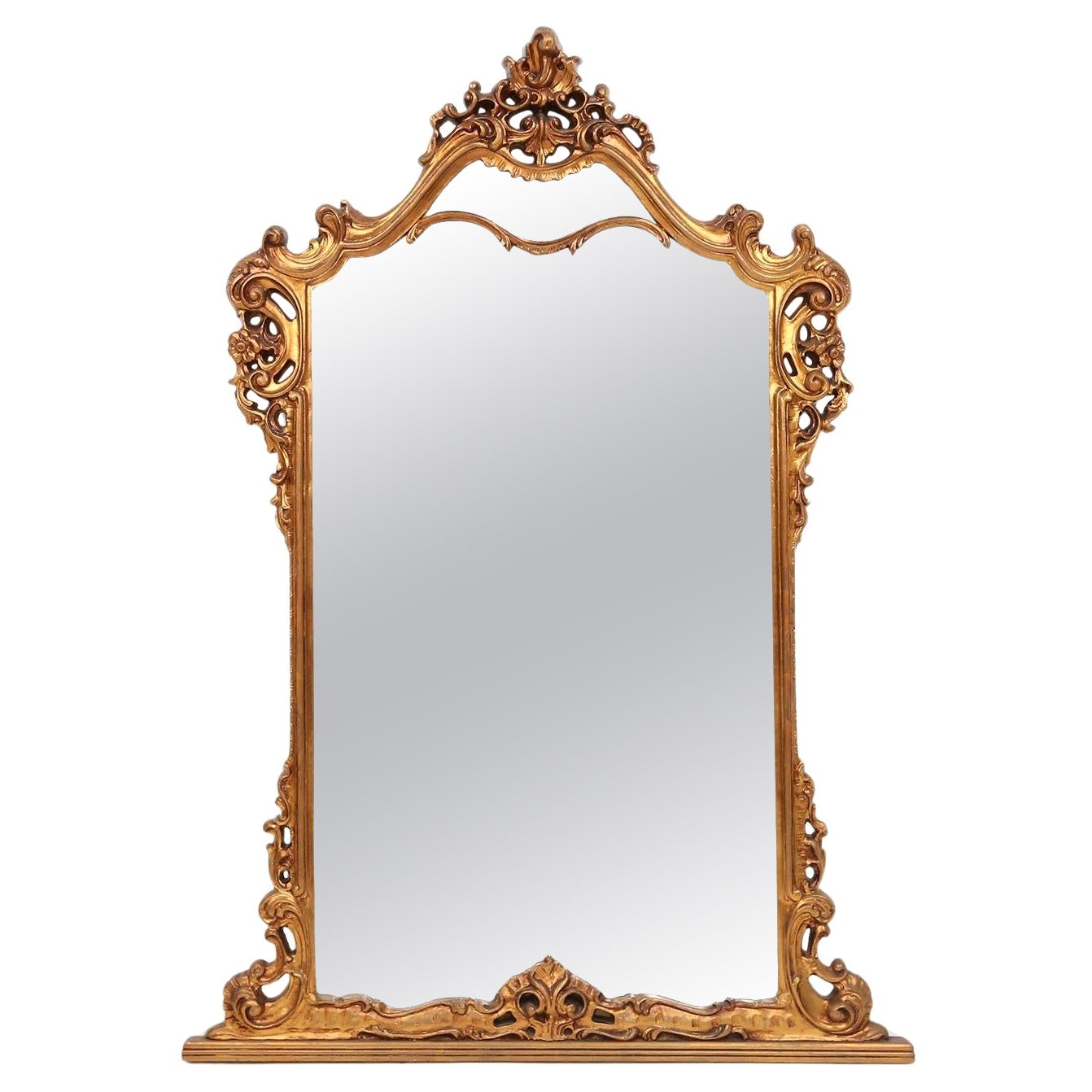 Miroir console de style Louis XV du 20e siècle sculpté en bois, France