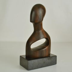 Wood Carved Abstract Bust Sculpture