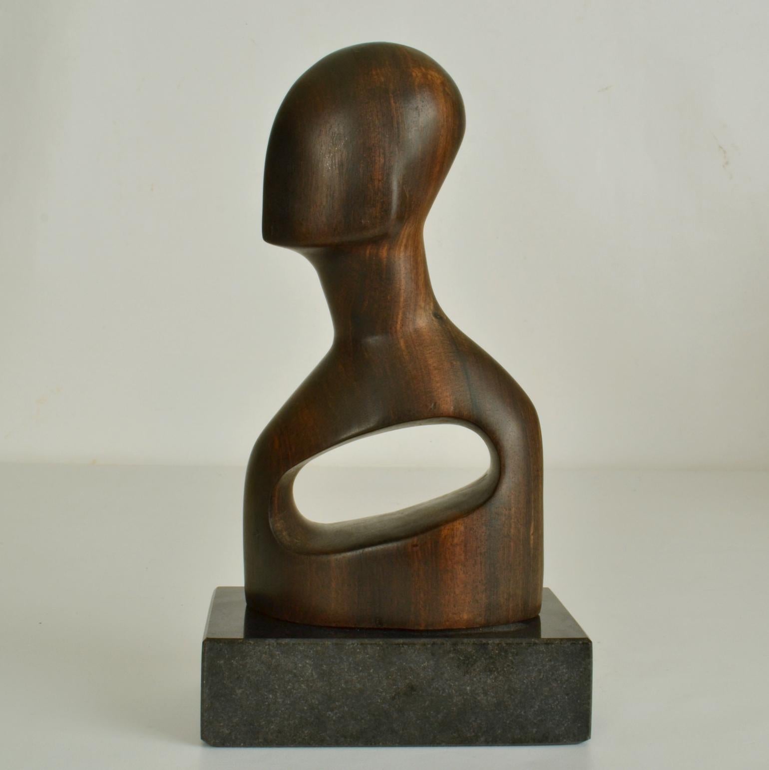 Mid-Century Modern Wood Carved Abstract Bust Sculpture