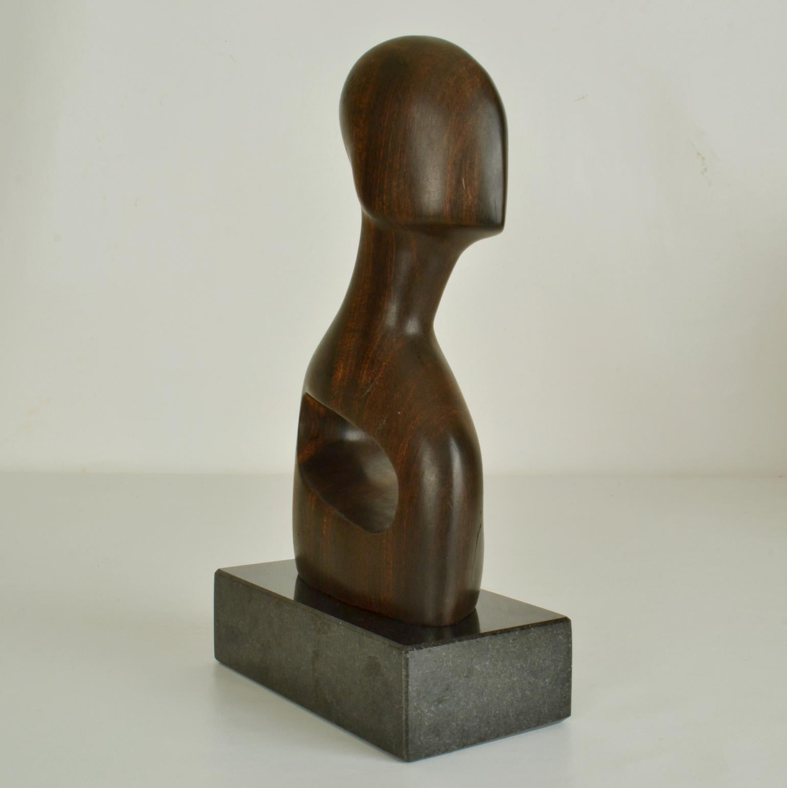 European Wood Carved Abstract Bust Sculpture