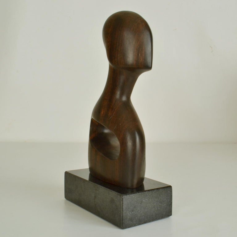 European Wood Carved Abstract Bust Sculpture For Sale