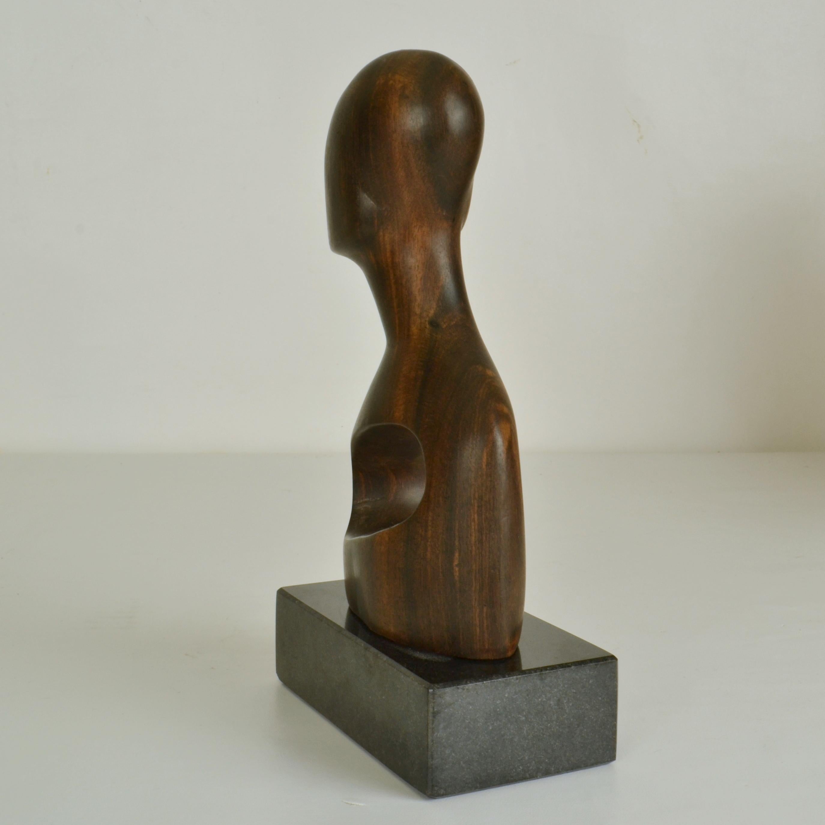 Late 20th Century Wood Carved Abstract Bust Sculpture