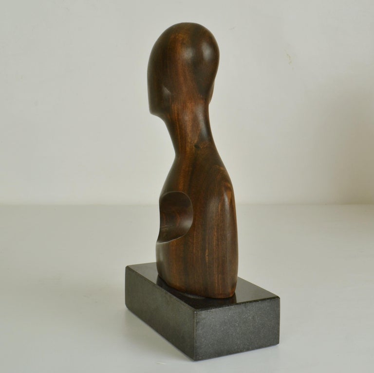 Late 20th Century Wood Carved Abstract Bust Sculpture For Sale