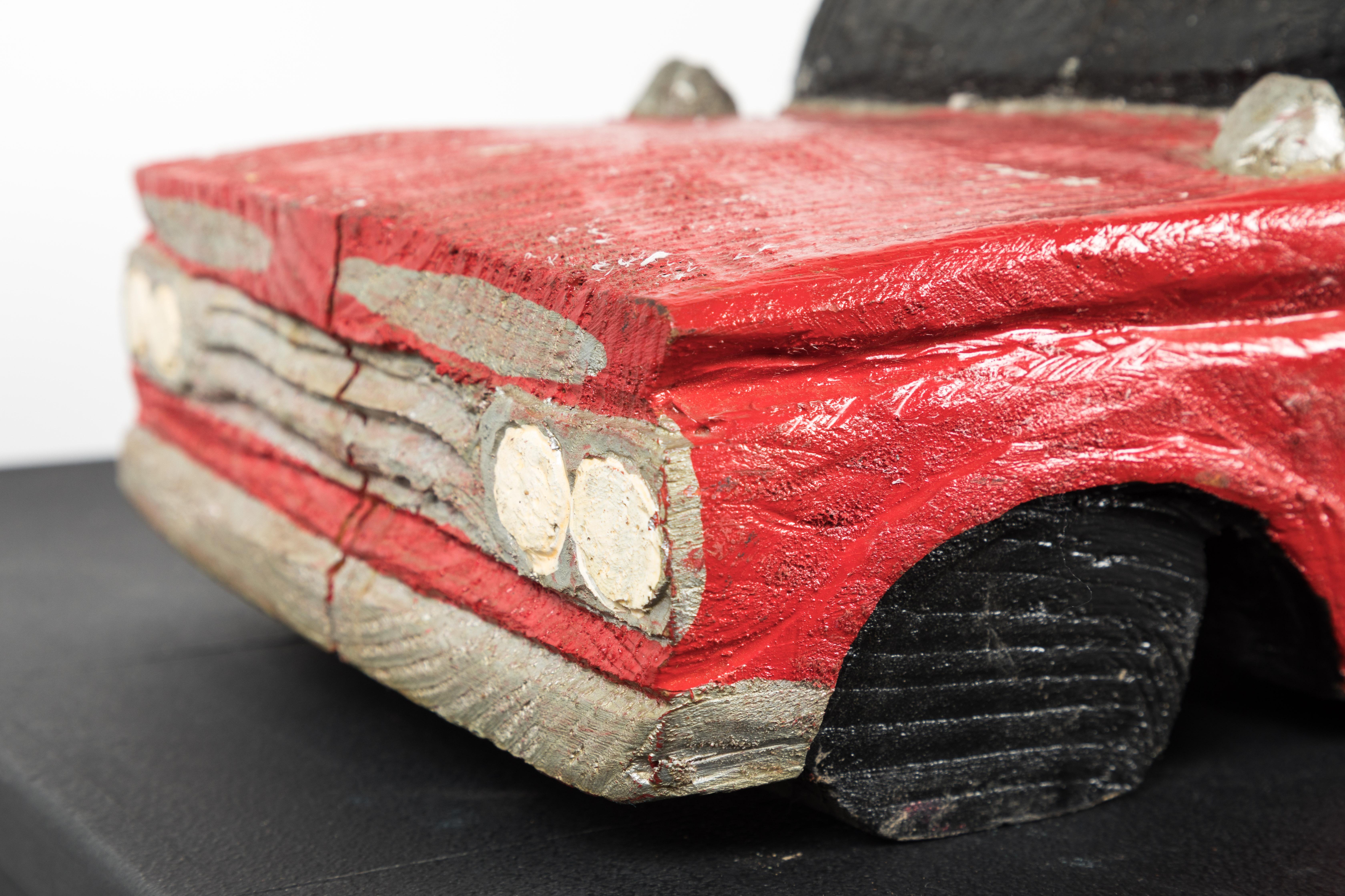 Hand-Carved Wood Carved American Folk Art Muscle Car For Sale