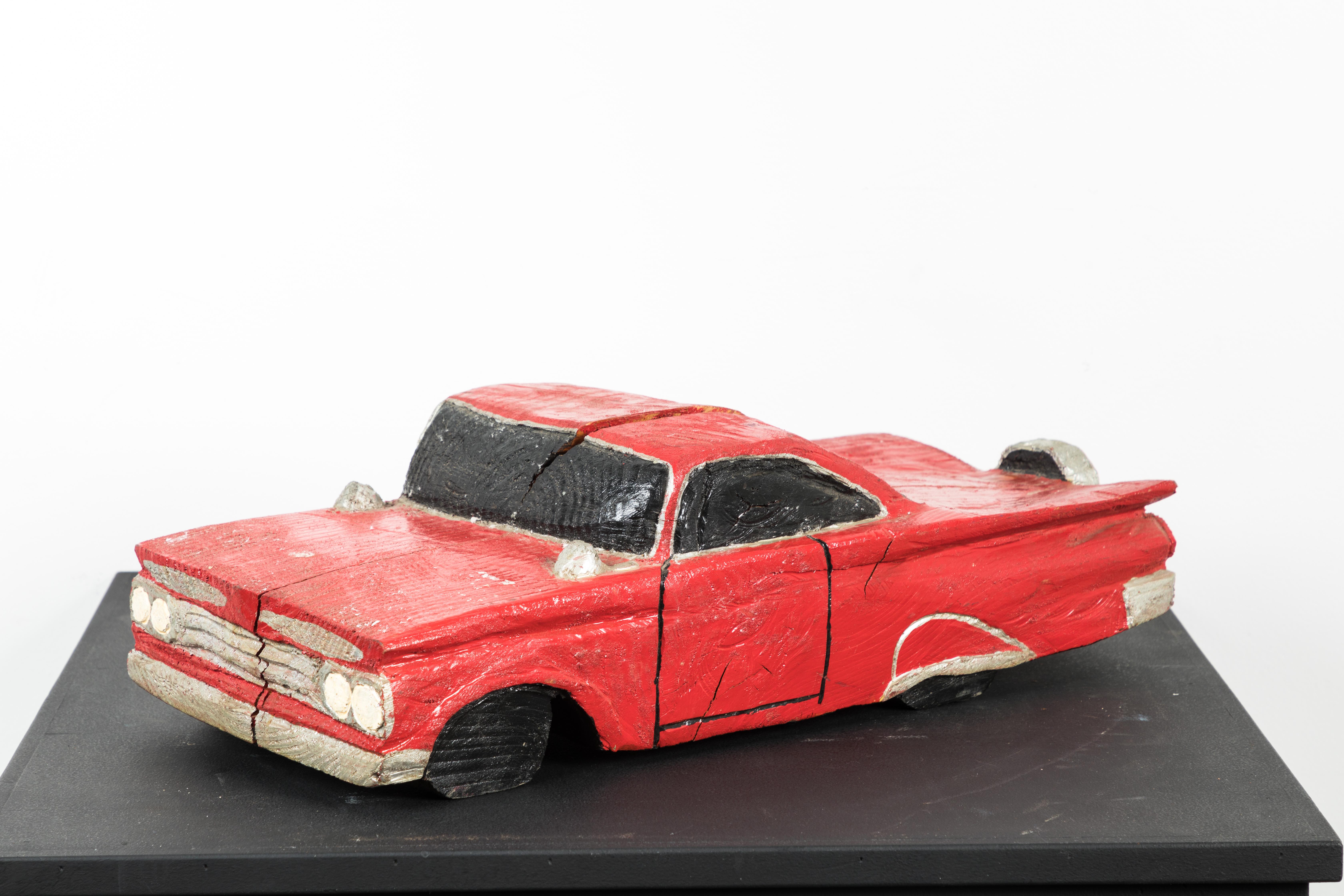 Wood Carved American Folk Art Muscle Car In Good Condition For Sale In Santa Monica, CA