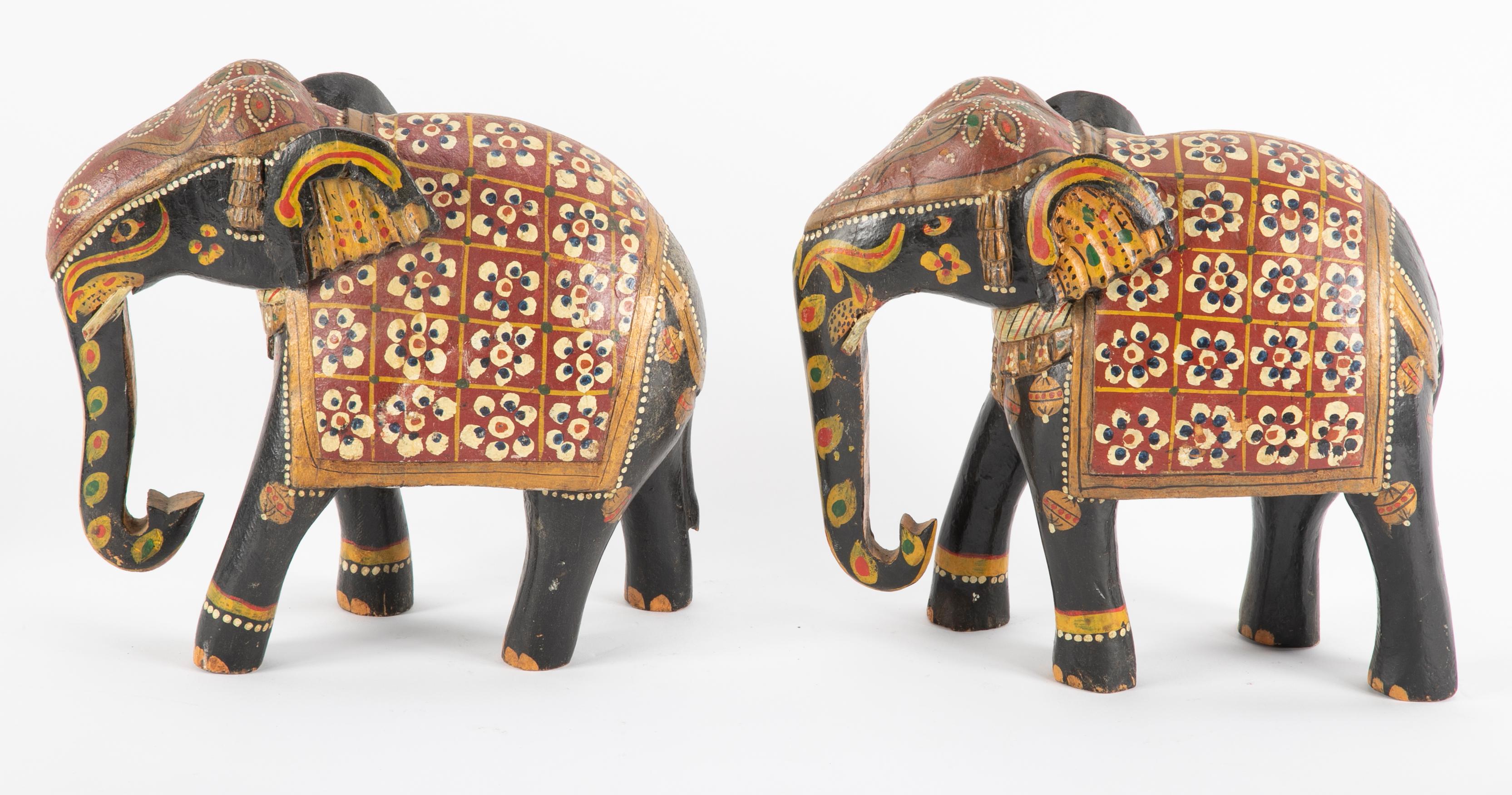 Ceramic Wood Carved Asian Elephants