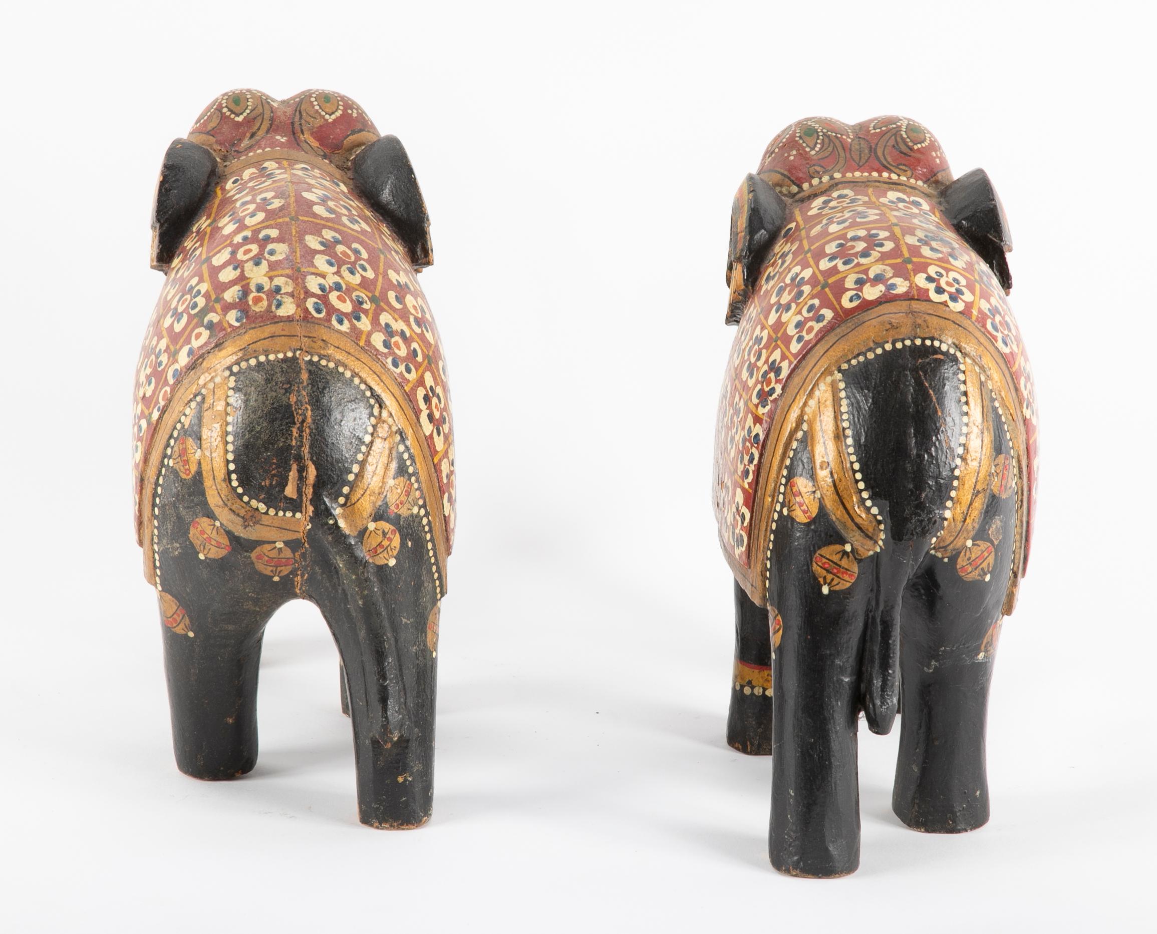 Wood Carved Asian Elephants 1