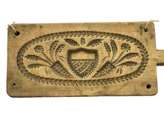Wood Carved Butter or Cookie Gingerbread Mold Antique, Sweden Folk Art, 1890s