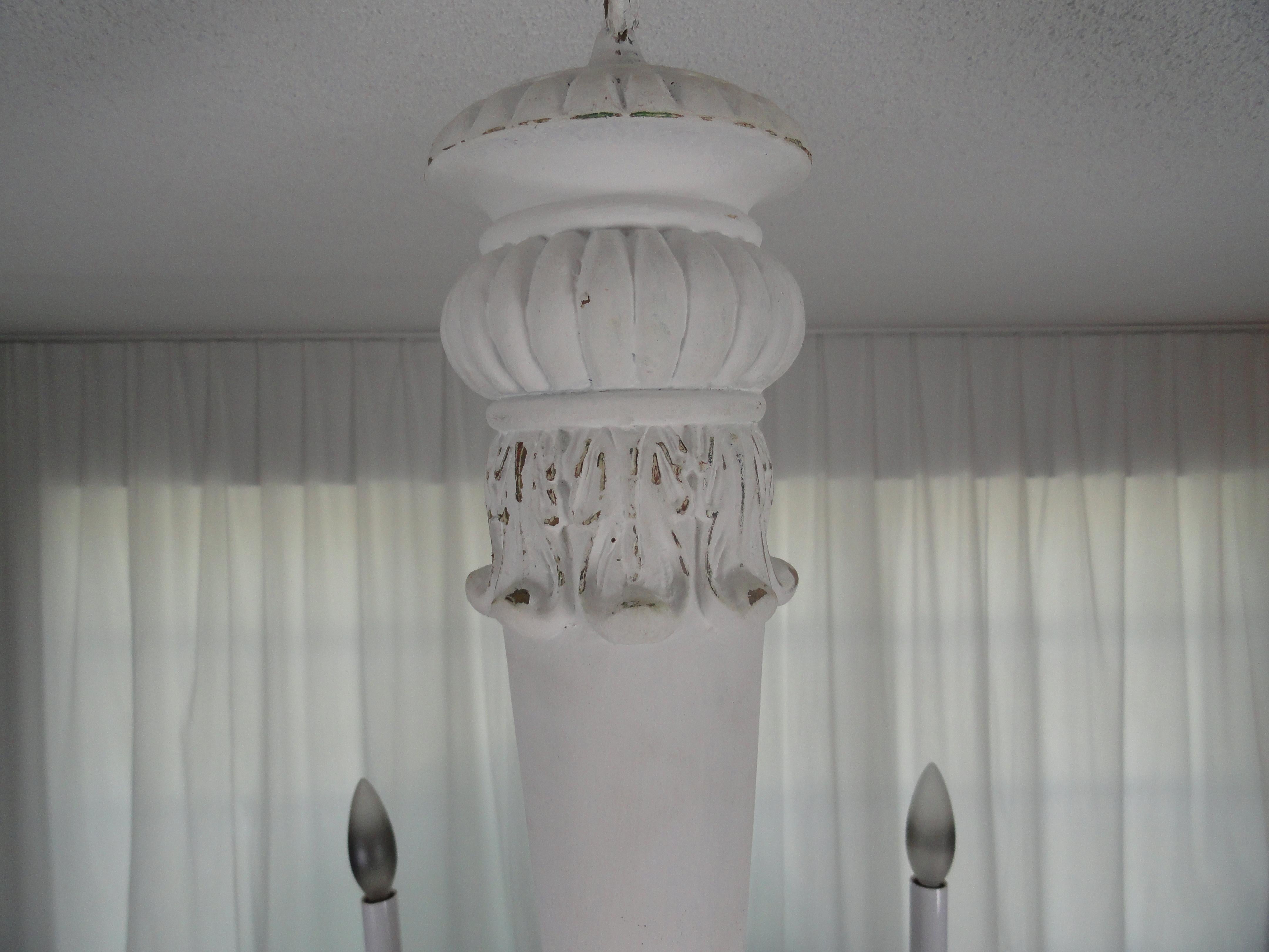 20th Century Wood Carved Chandelier For Sale