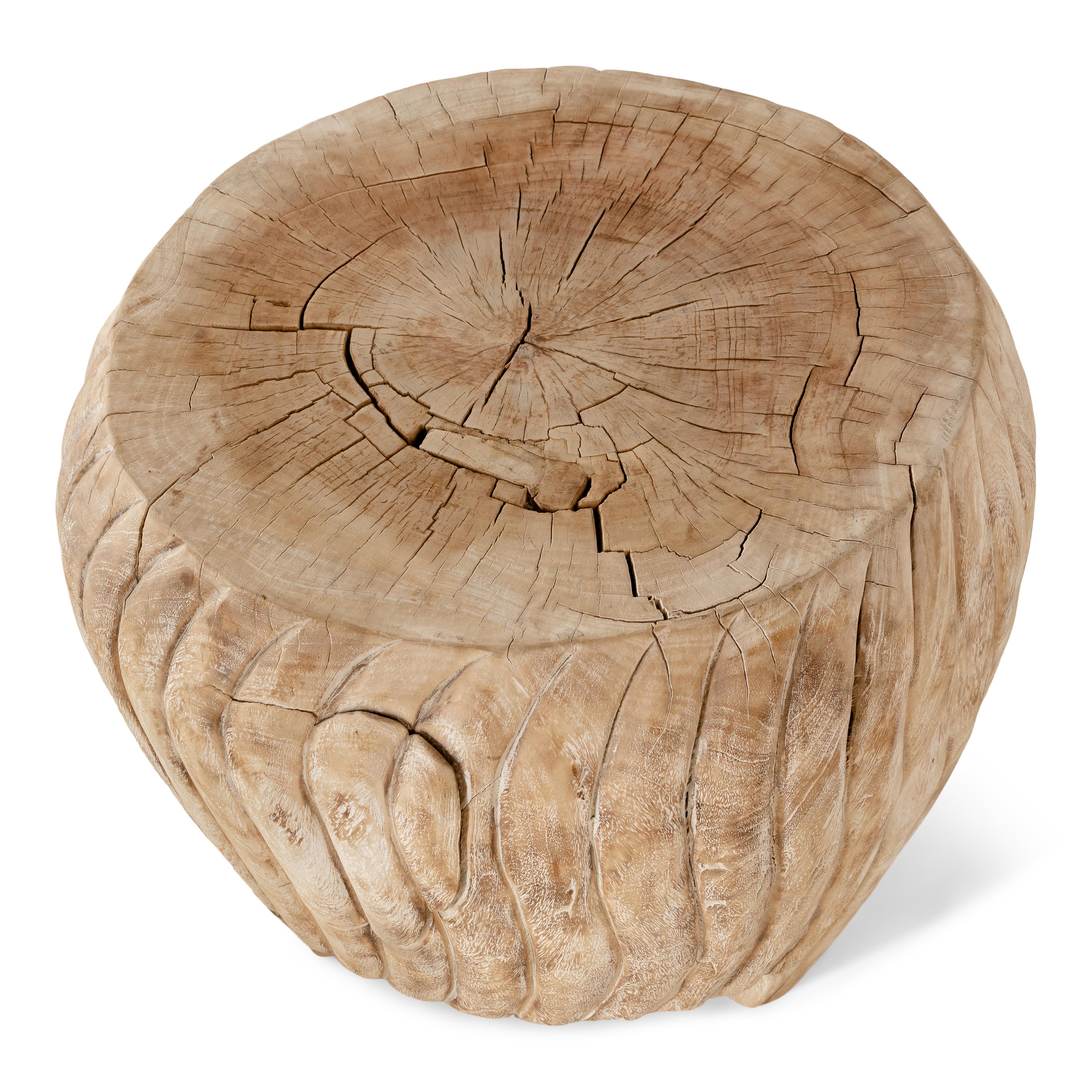 Organic Modern Wood Carved End Table