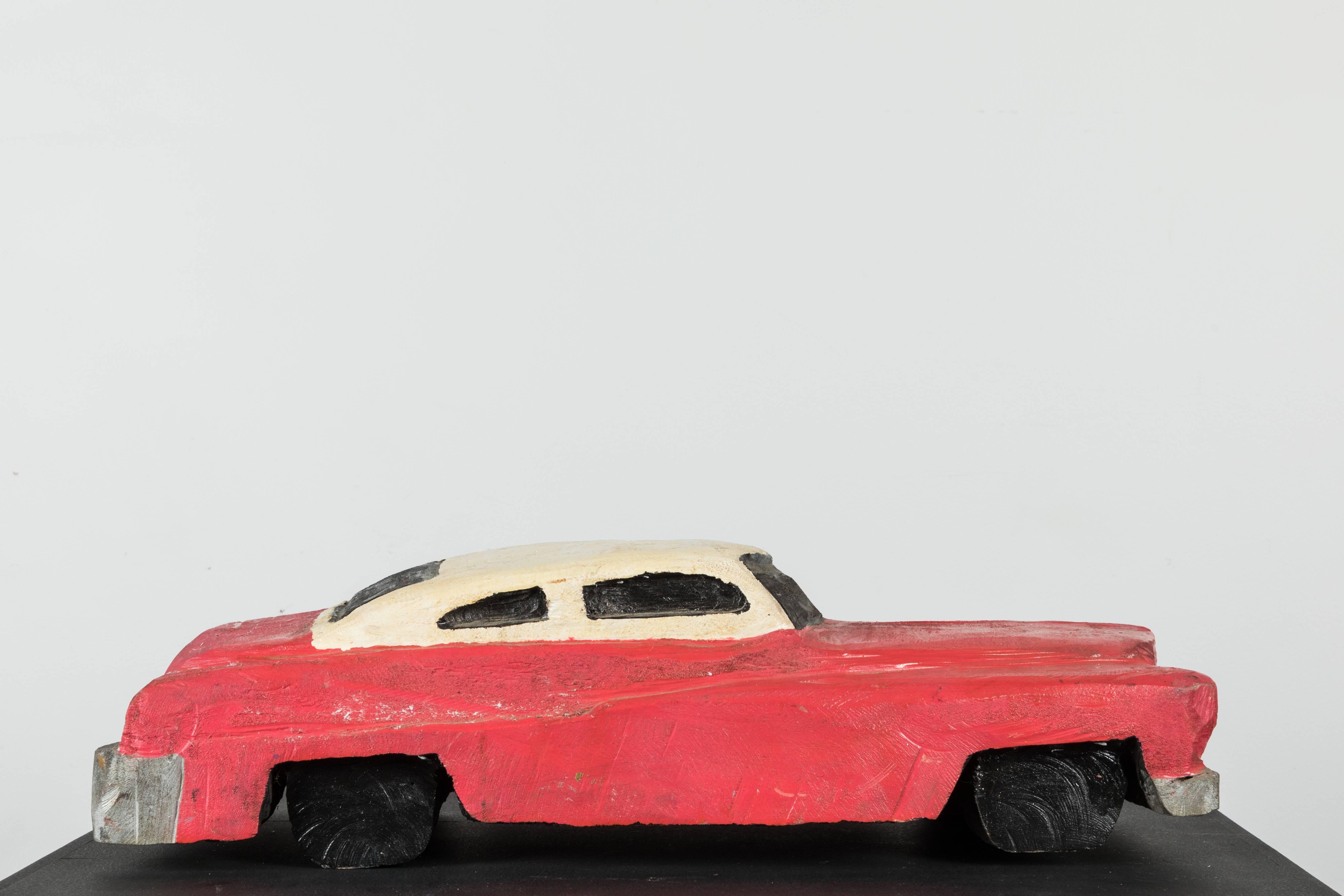 Hand-Carved Wood Carved Folk Art American Muscle Car For Sale