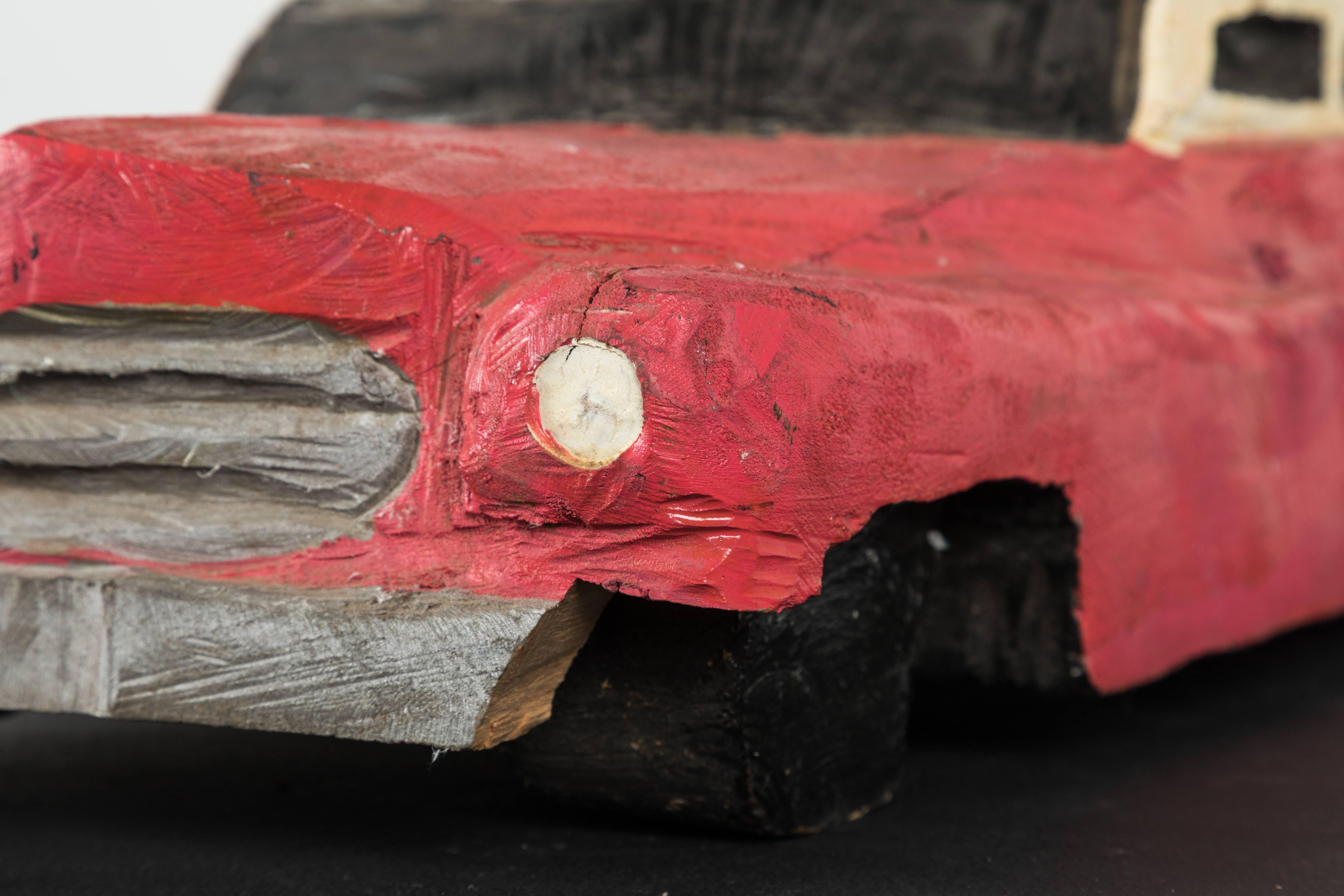 Wood Carved Folk Art American Muscle Car For Sale 1