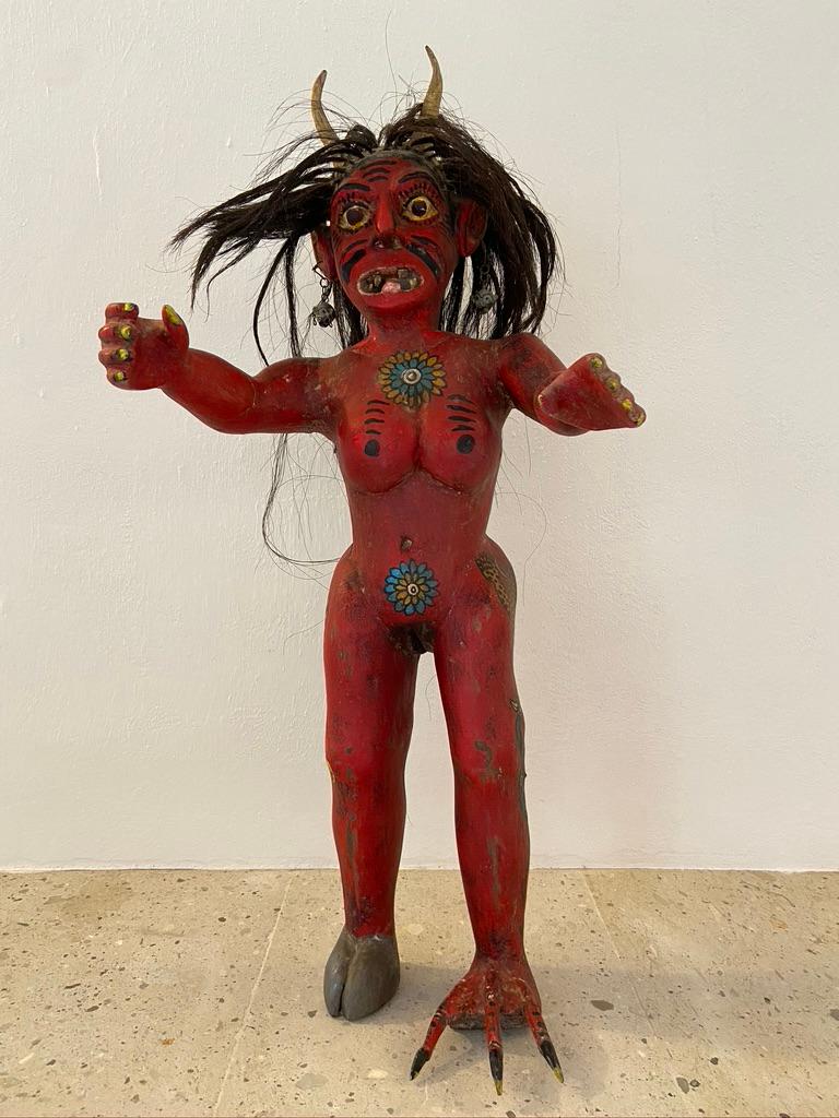 Wood Carved Folk Art Devil Figures from Mexico, 1980s 6