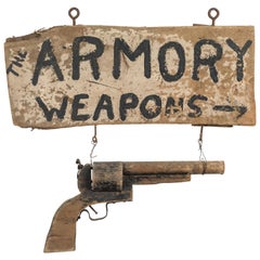 Wood Carved Gun American Trade Sign