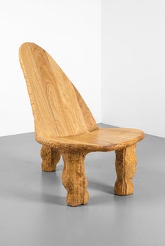 Wood Carved Lounge Chair, Handcrafted Contemporary Seating, Solid Wood Throne