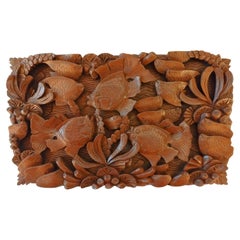 Elegant Wood Carved Wall Plaque.Floral Wood Wall Panels – Asiana