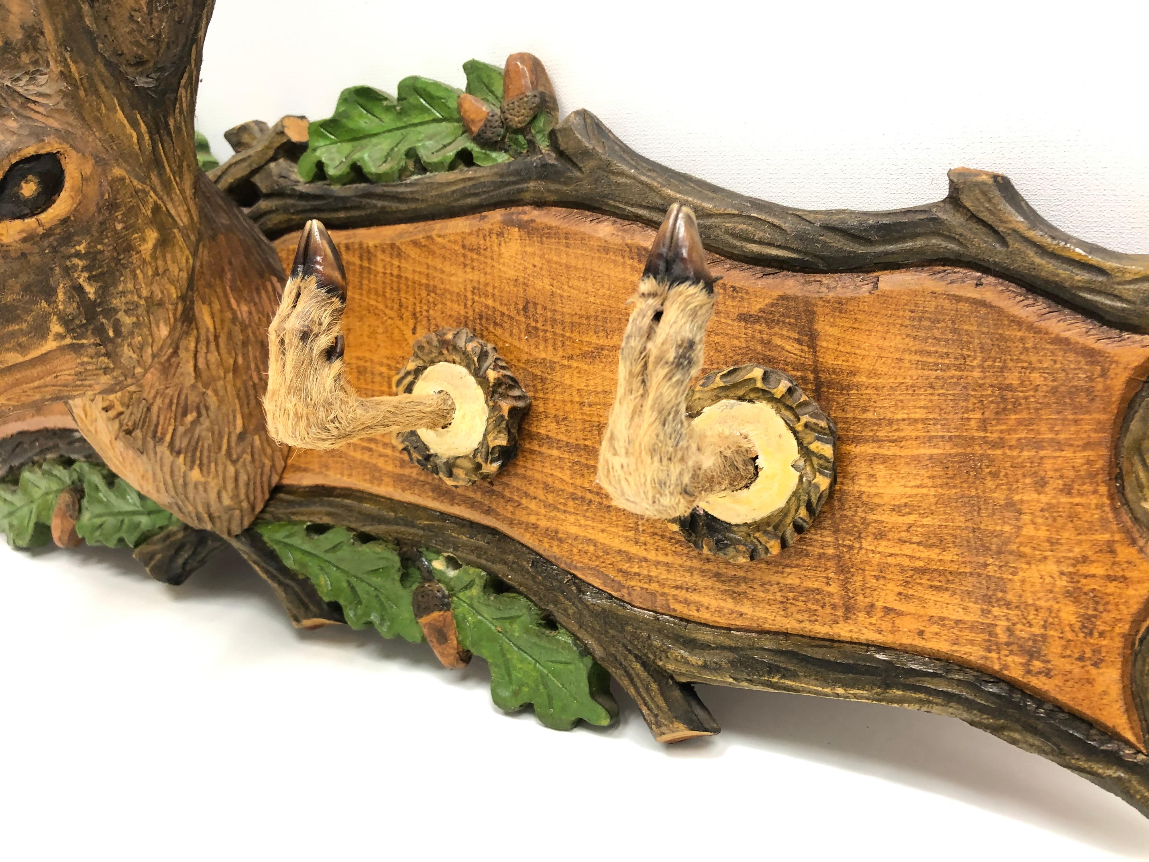 Wood Carved Roe Deer 20th Century German Black Forest Hat Coat Rack, 1930s 1