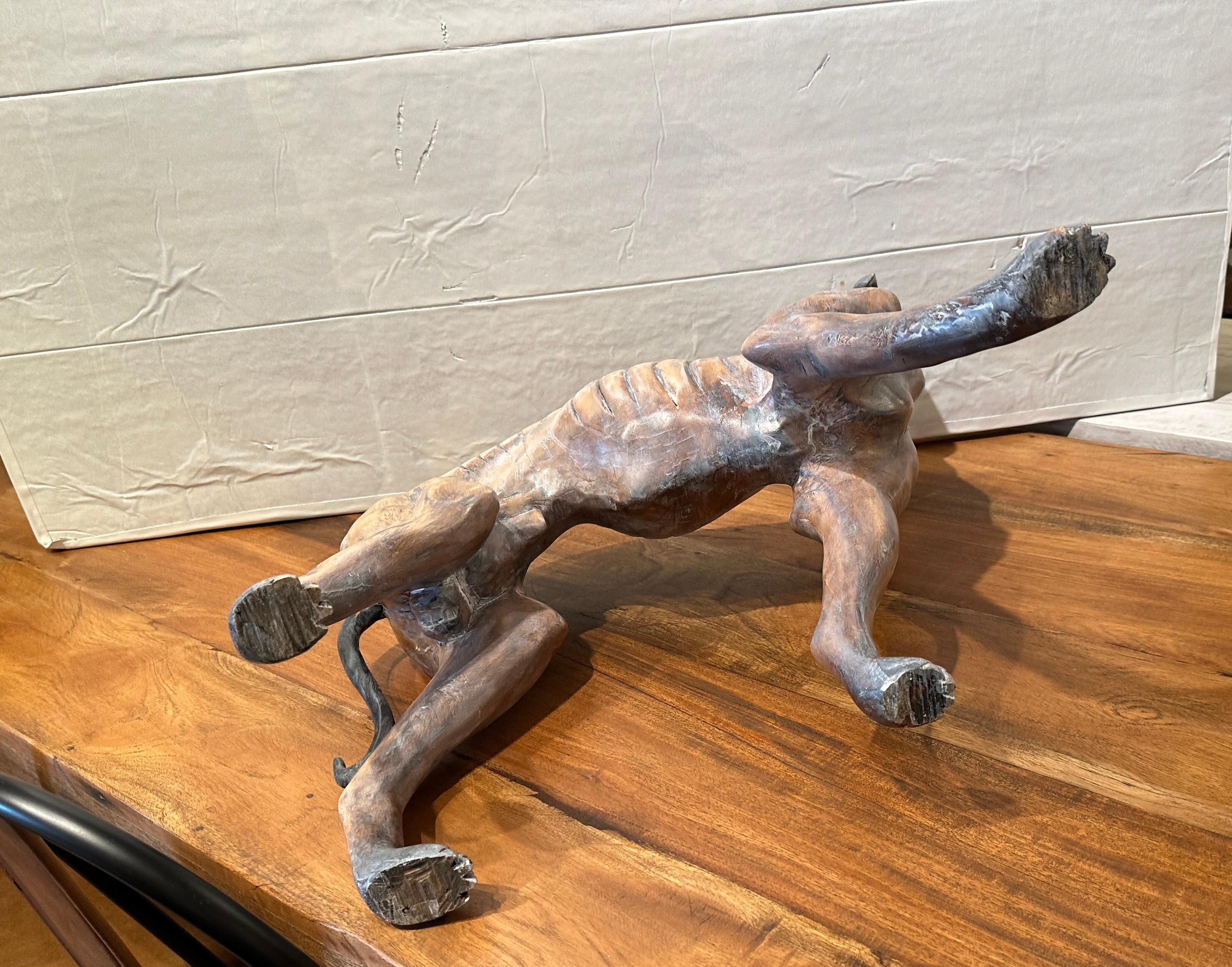 Wood Carved Whippet Dog Sculpture For Sale 1