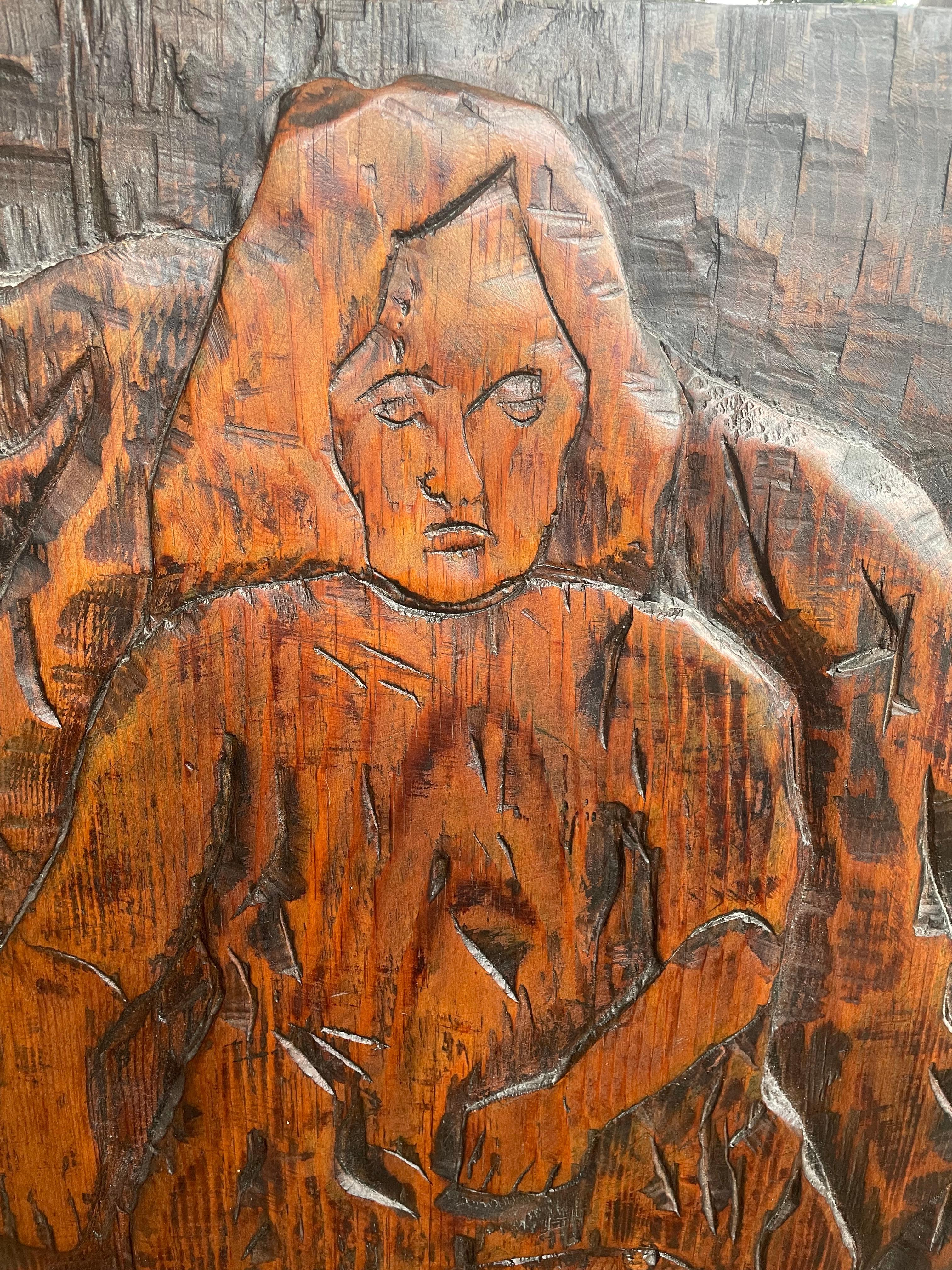 Hand-Carved Wood Carving by Jean-Claude Gaugy For Sale