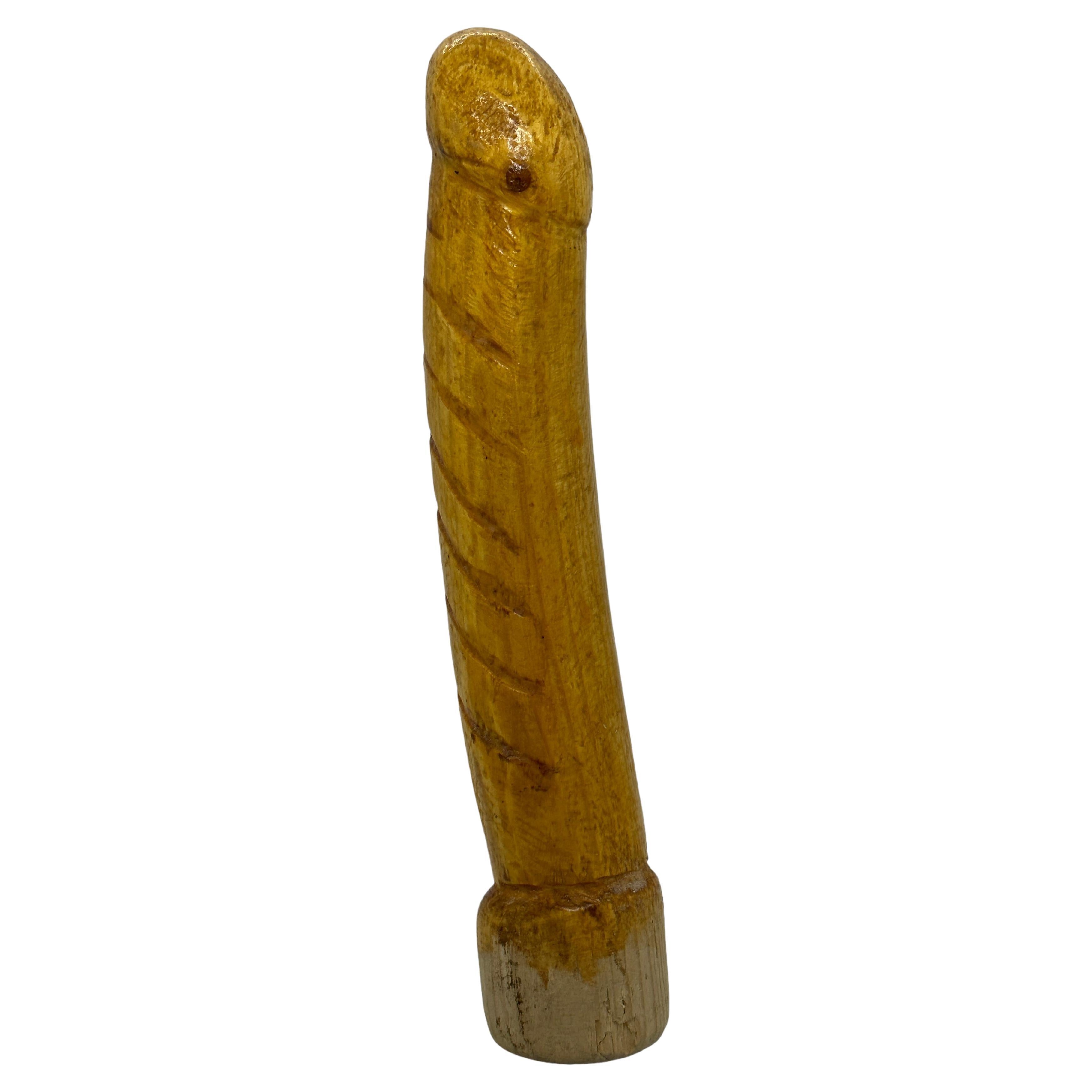 Wood Carving Penis Figurine Wabi Sabi Object Vintage Asia 1950s