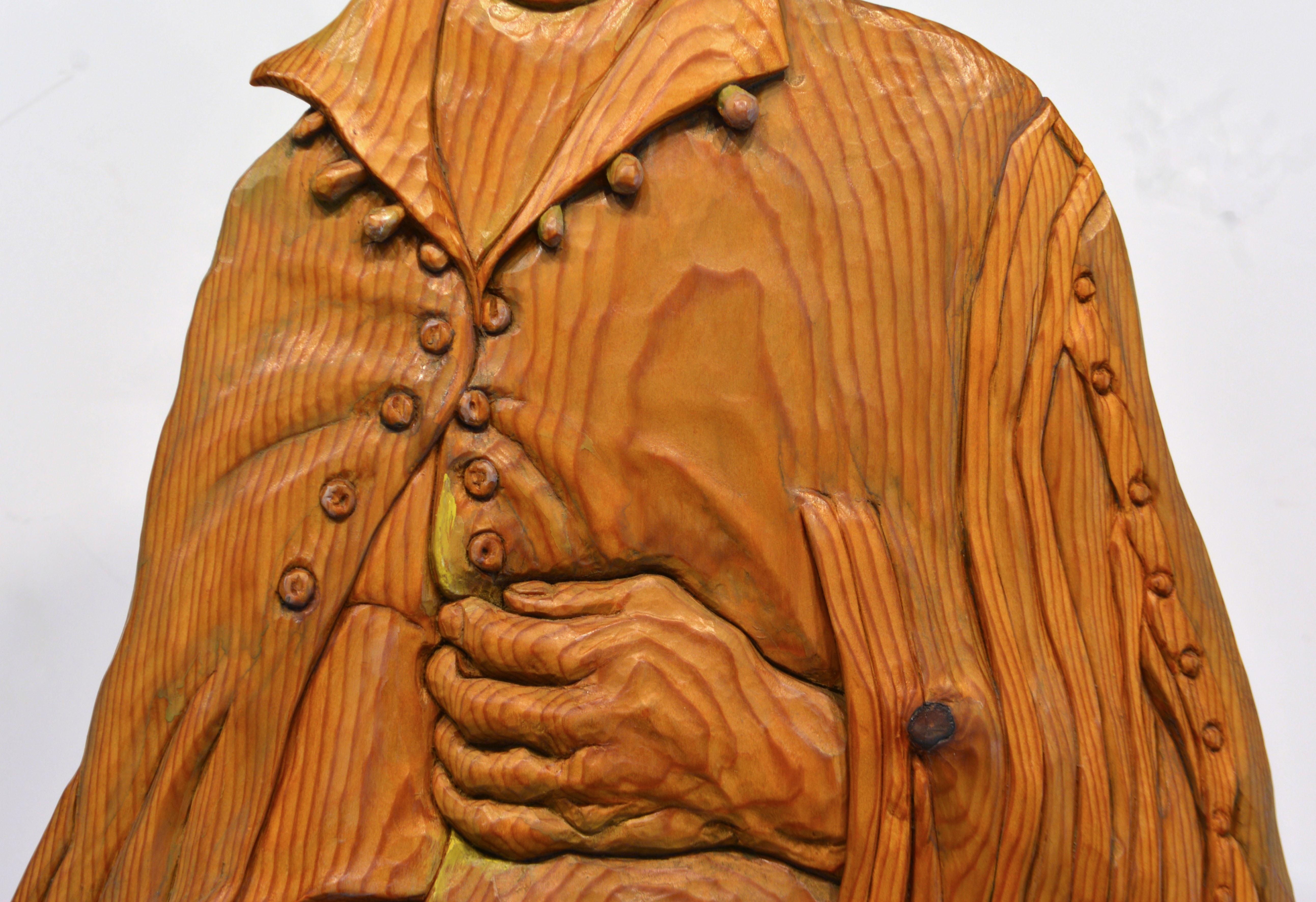 American Classical Wood Carving Sculpture 'Grace' by Rick Harney Noted Illinois Artist