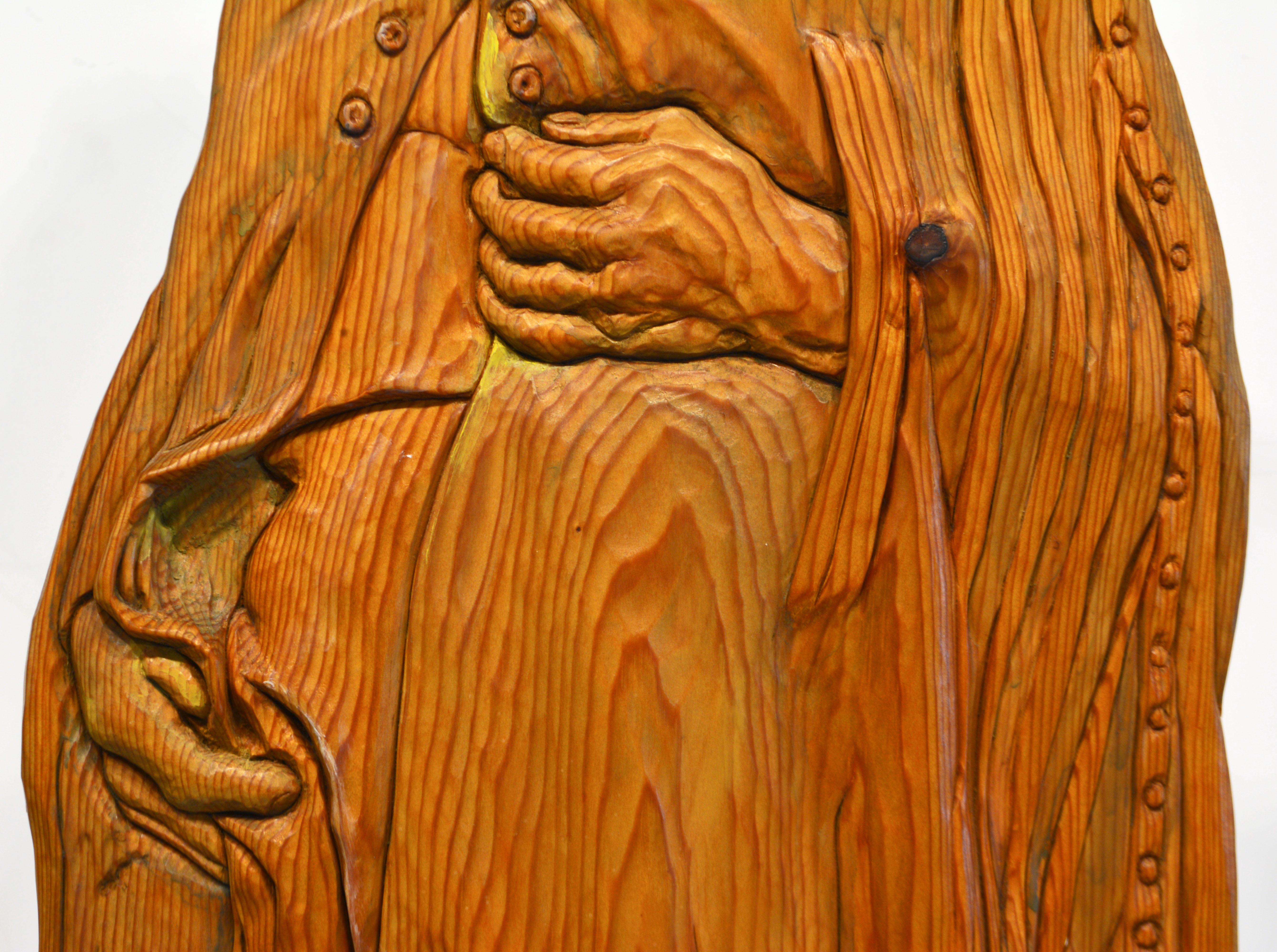 American Wood Carving Sculpture 'Grace' by Rick Harney Noted Illinois Artist