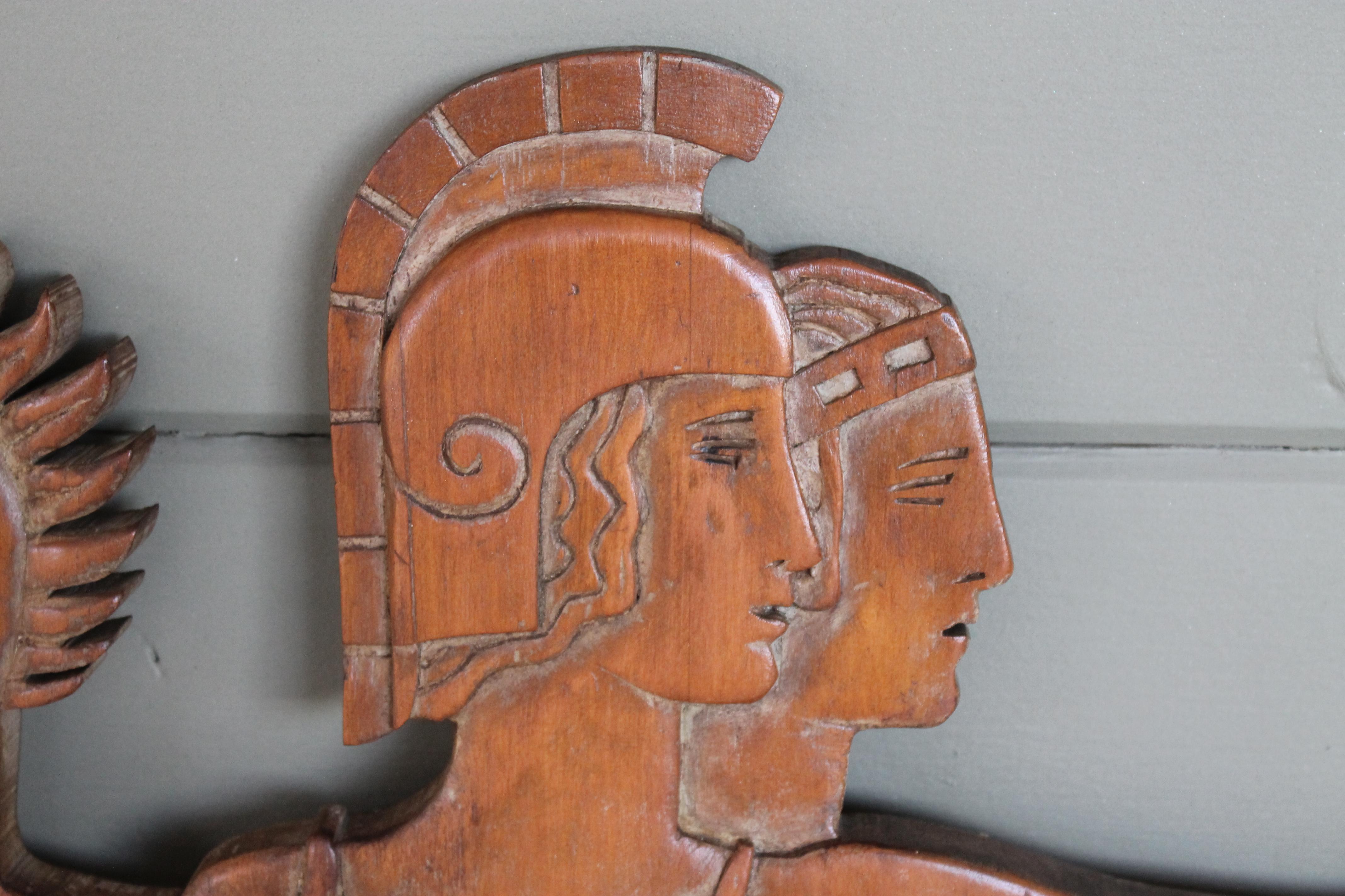 Art Deco Wood Carving Wall Sculpture Ancient Rome