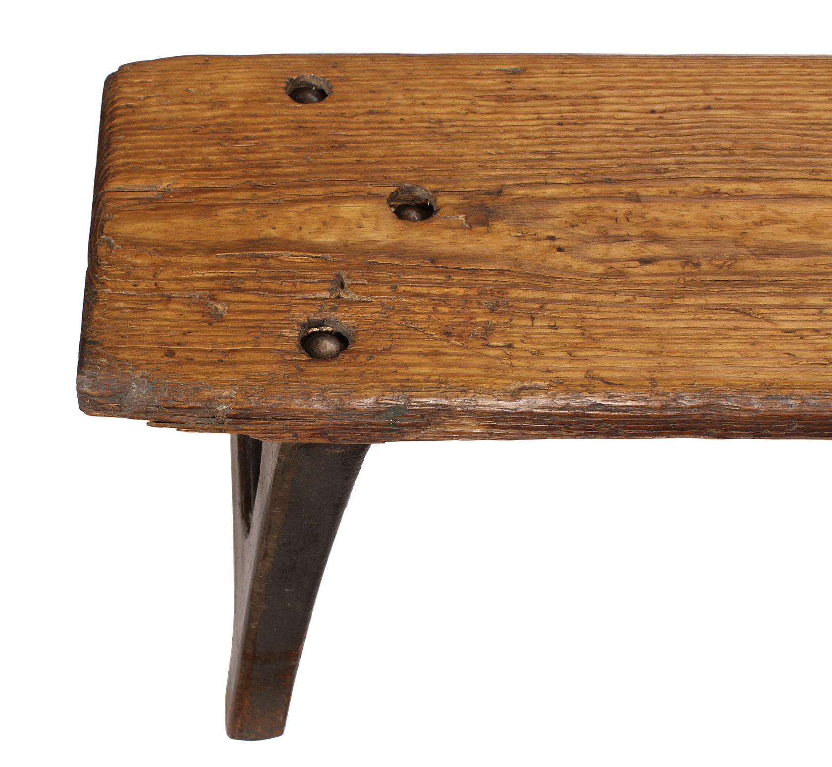 20th Century Wood and Cast Iron Bench