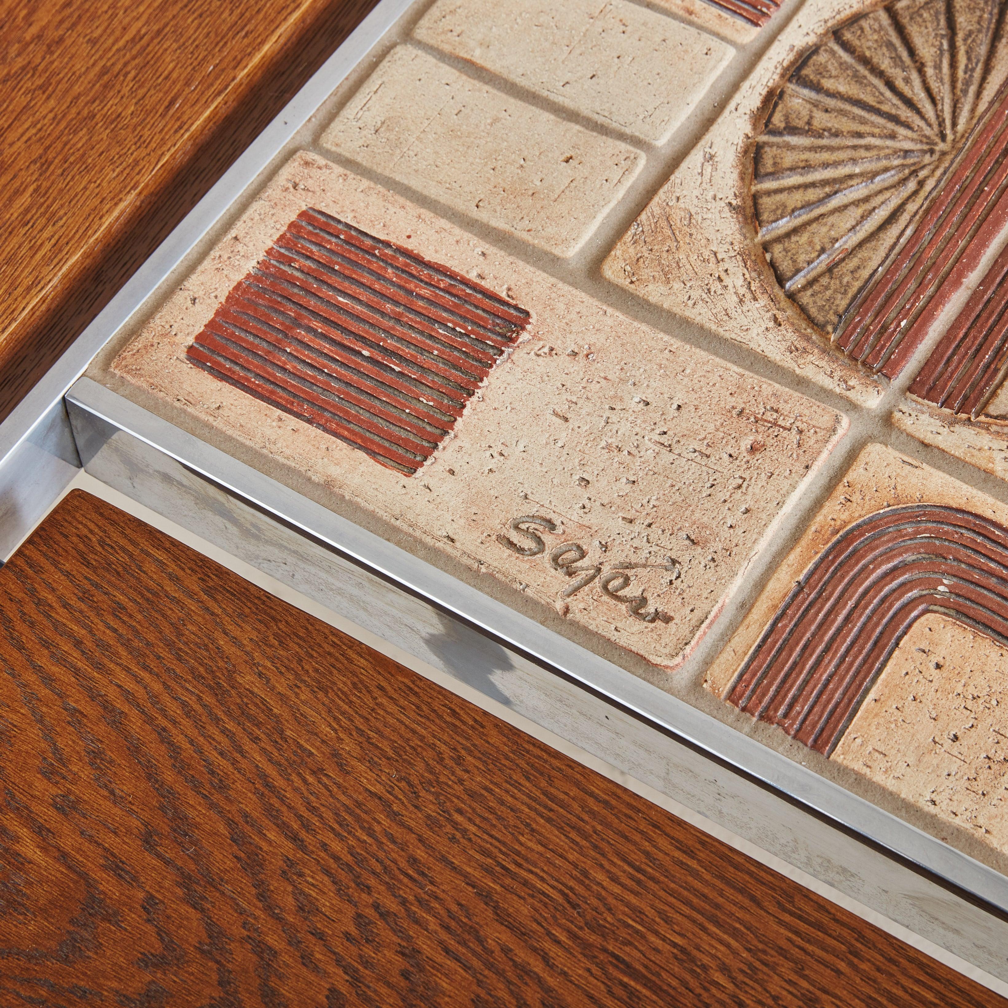 Wood + Ceramic Tile Coffee Table by Svend Aage Jessen & Sejer Pottery 3