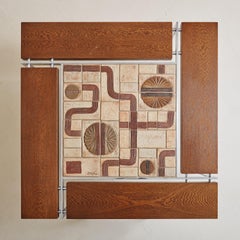 Wood + Ceramic Tile Coffee Table by Svend Aage Jessen & Sejer Pottery