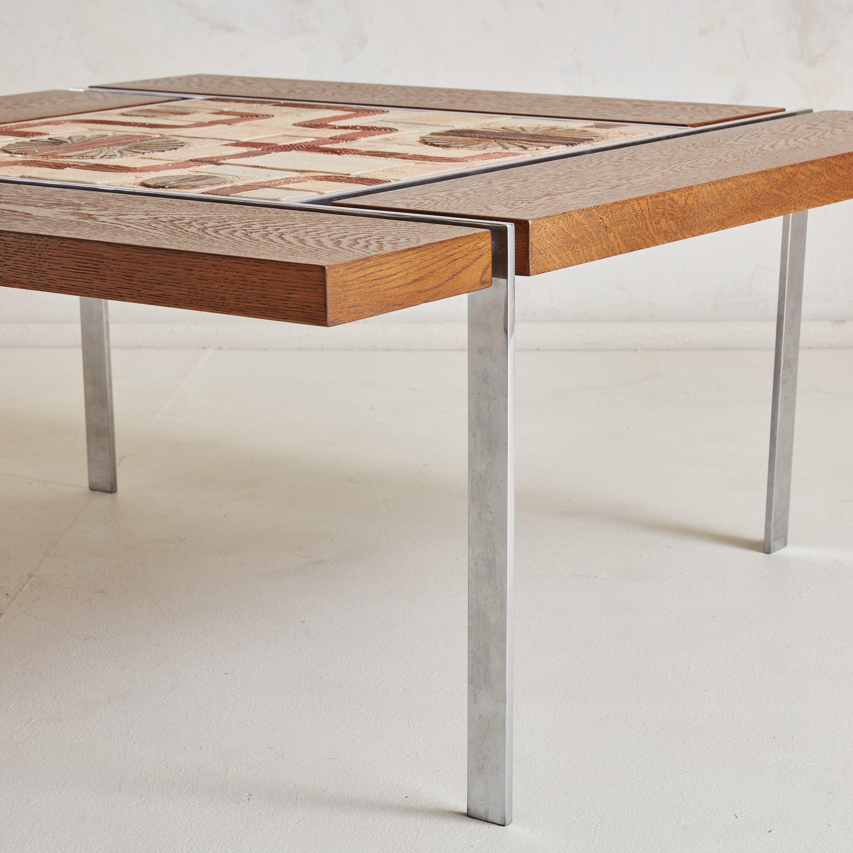 Danish Wood + Ceramic Tile Coffee Table by Svend Aage Jessen & Sejer Pottery