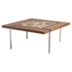 Wood + Ceramic Tile Coffee Table by Svend Aage Jessen & Sejer Pottery