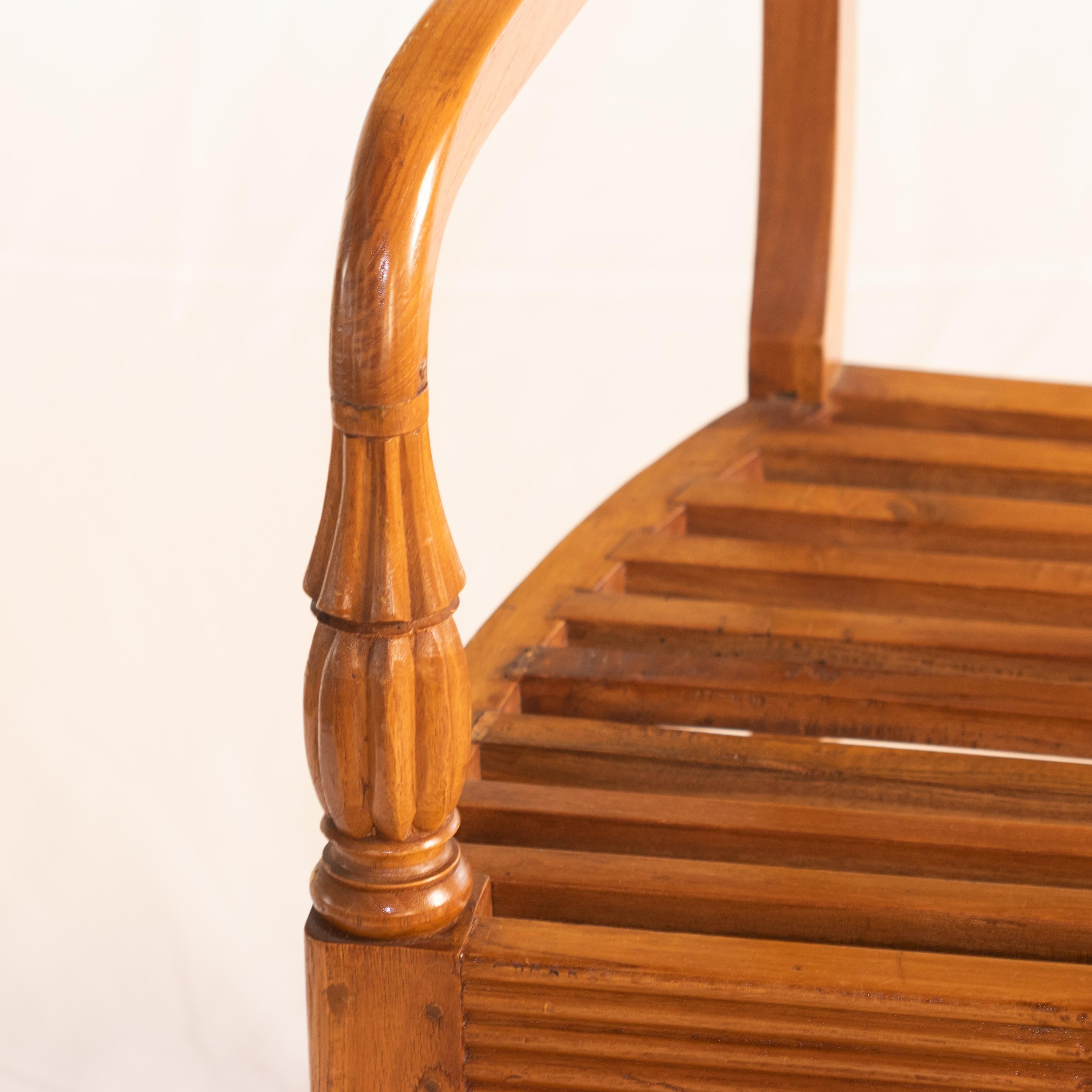 Wood Chair Light Brown Minimalist Carved Vintage Italian Wood Chair Furniture 1