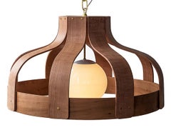 Lampadario in Wood, grande e circolare, Bound di Carnevale Studio, Ciliegio