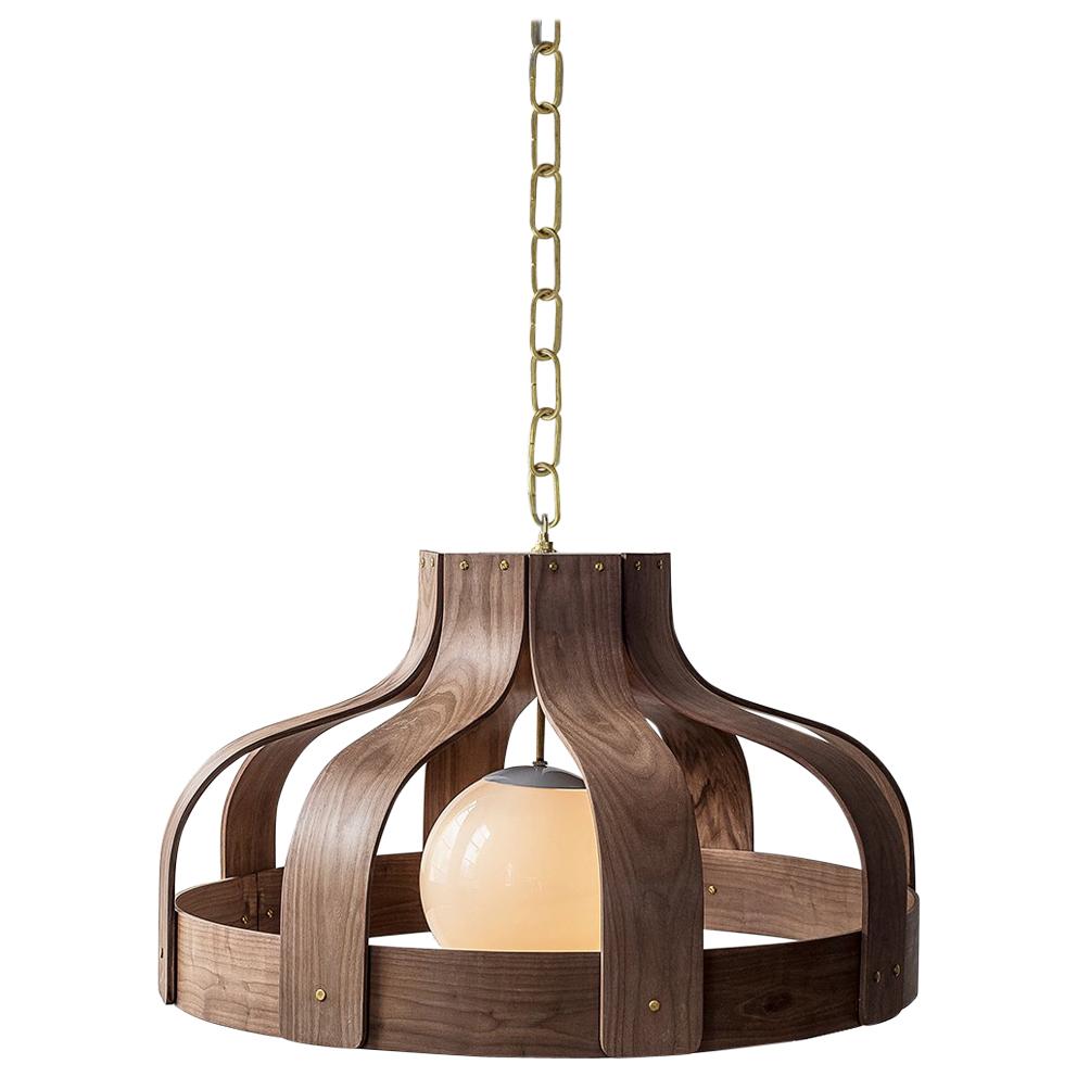 Wood Chandelier, Large and Circular, Bound by Carnevale Studio, Walnut