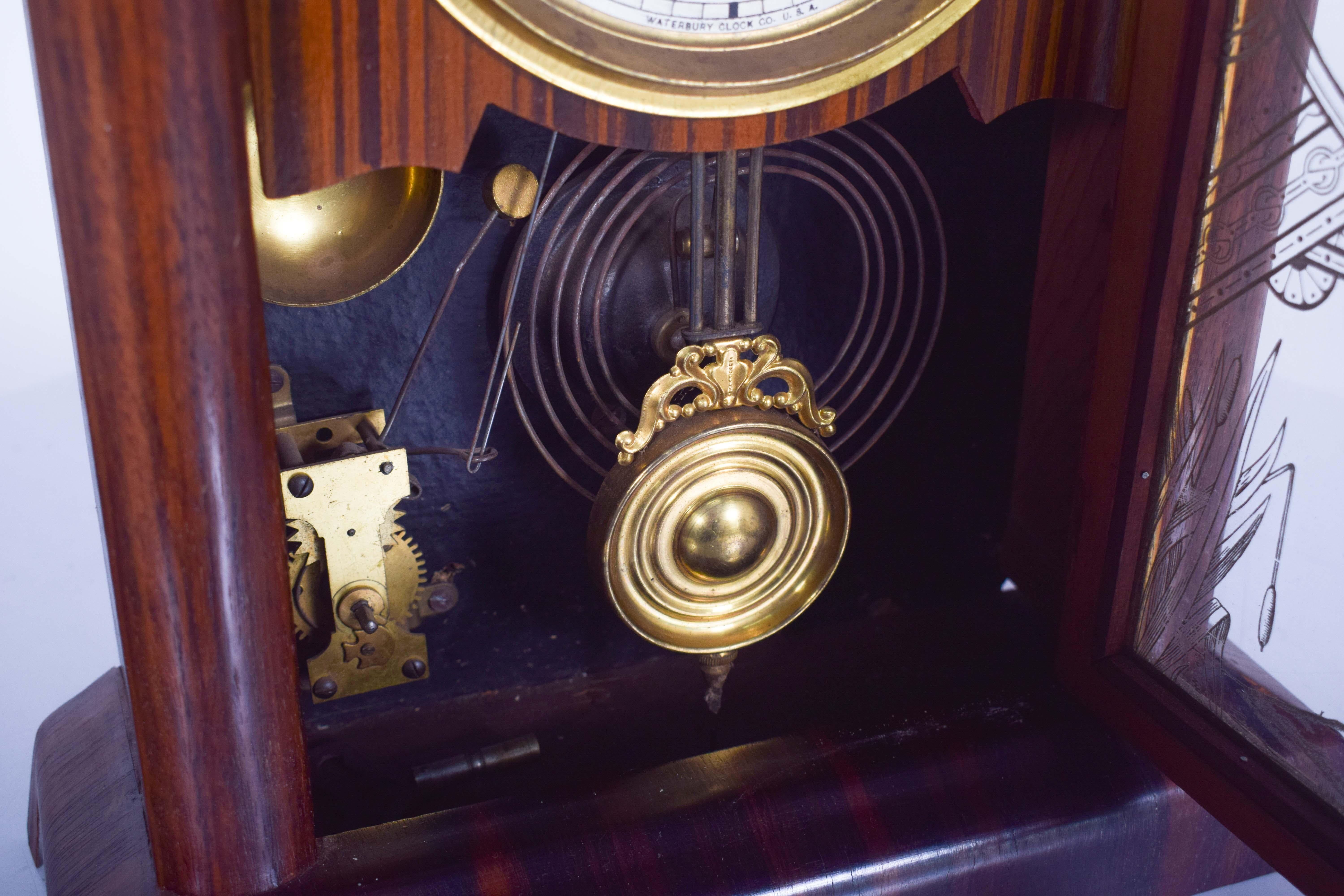 Wood Chapel Clock, Made in the USA by Waterbury Clock CO For Sale 3
