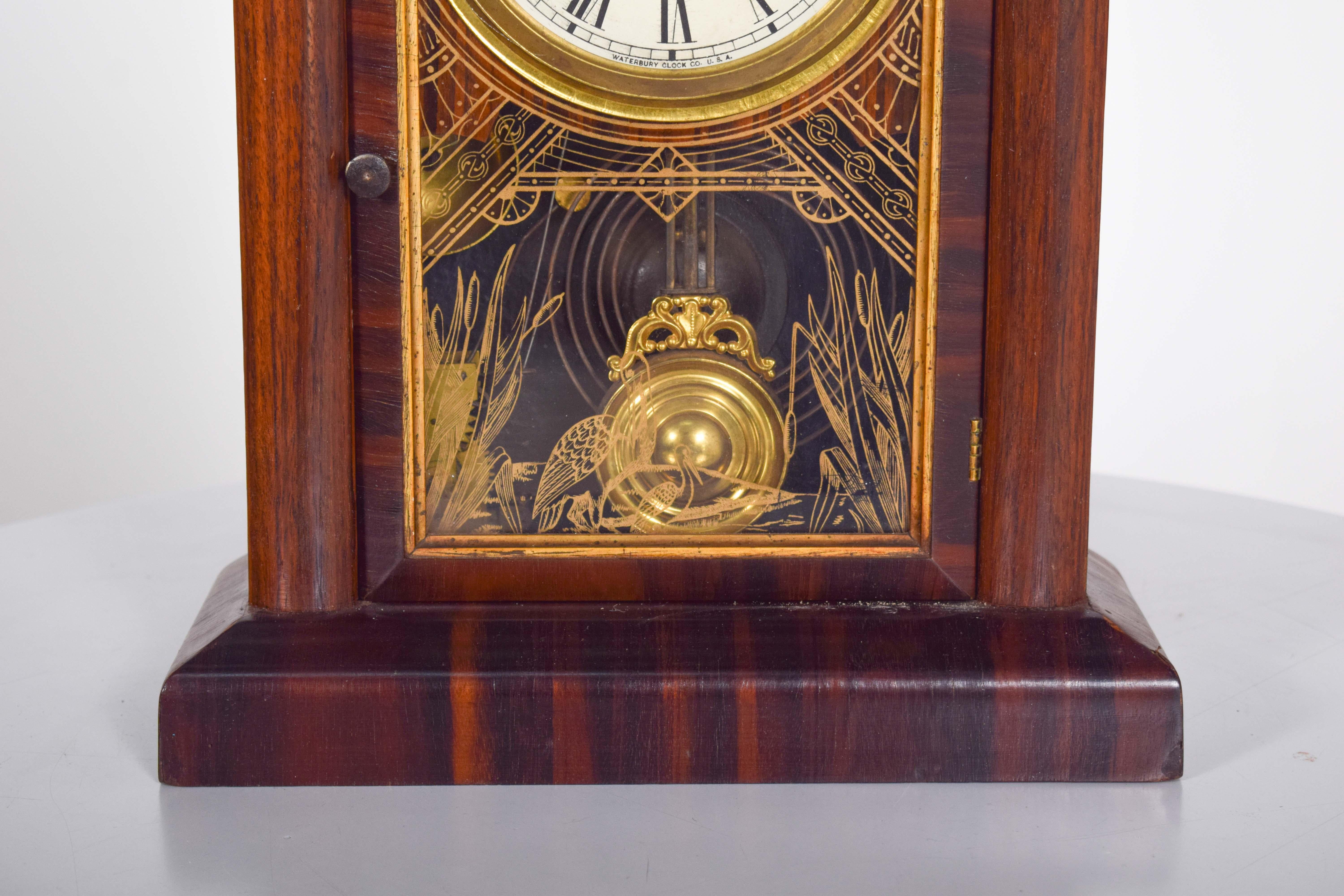 Wood Chapel Clock, Made in the USA by Waterbury Clock CO In Good Condition For Sale In Lisboa, Lisboa